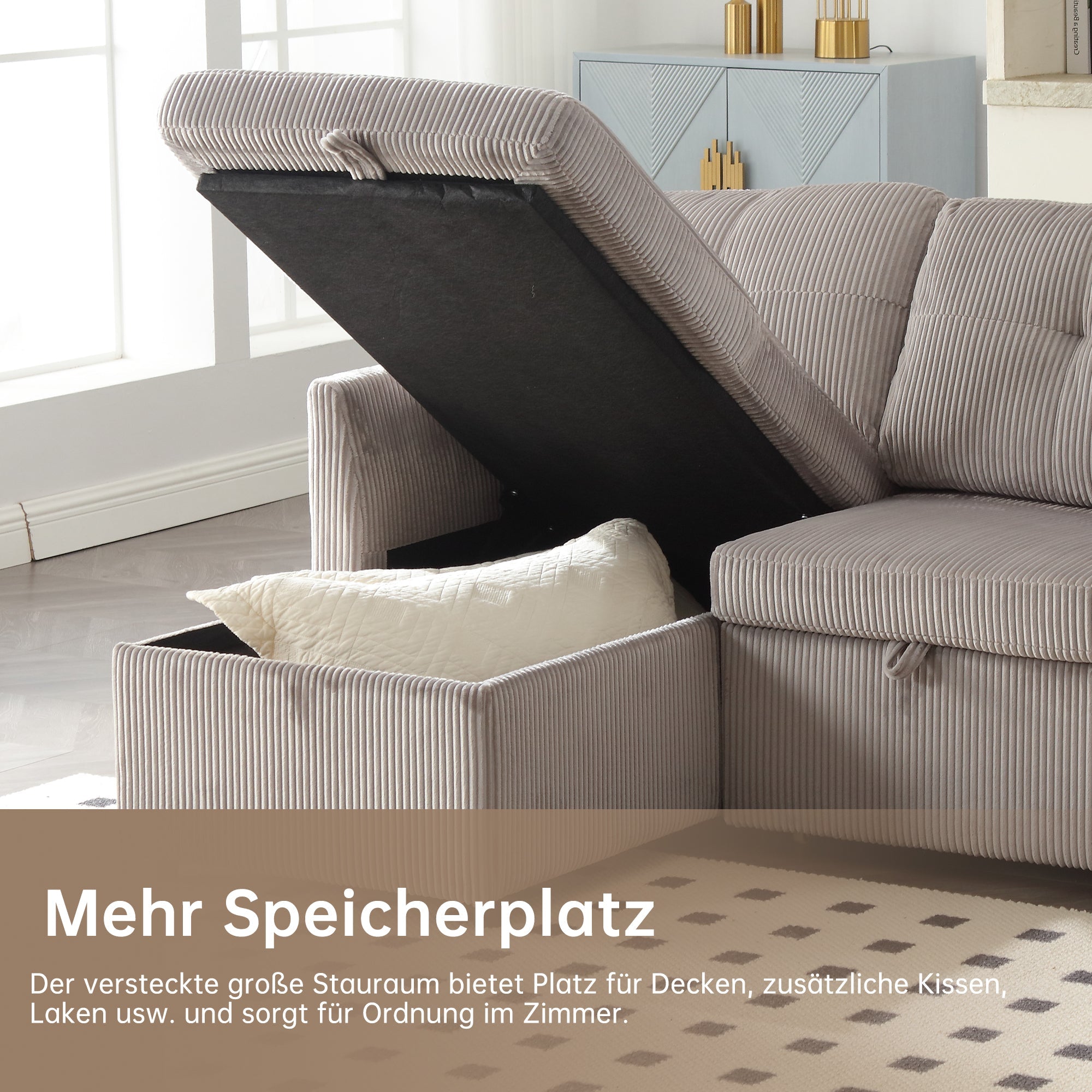 Logidon Modulaire Hoekbank Fluweel Donkergrijs Met Uitschuifbaar Bed
