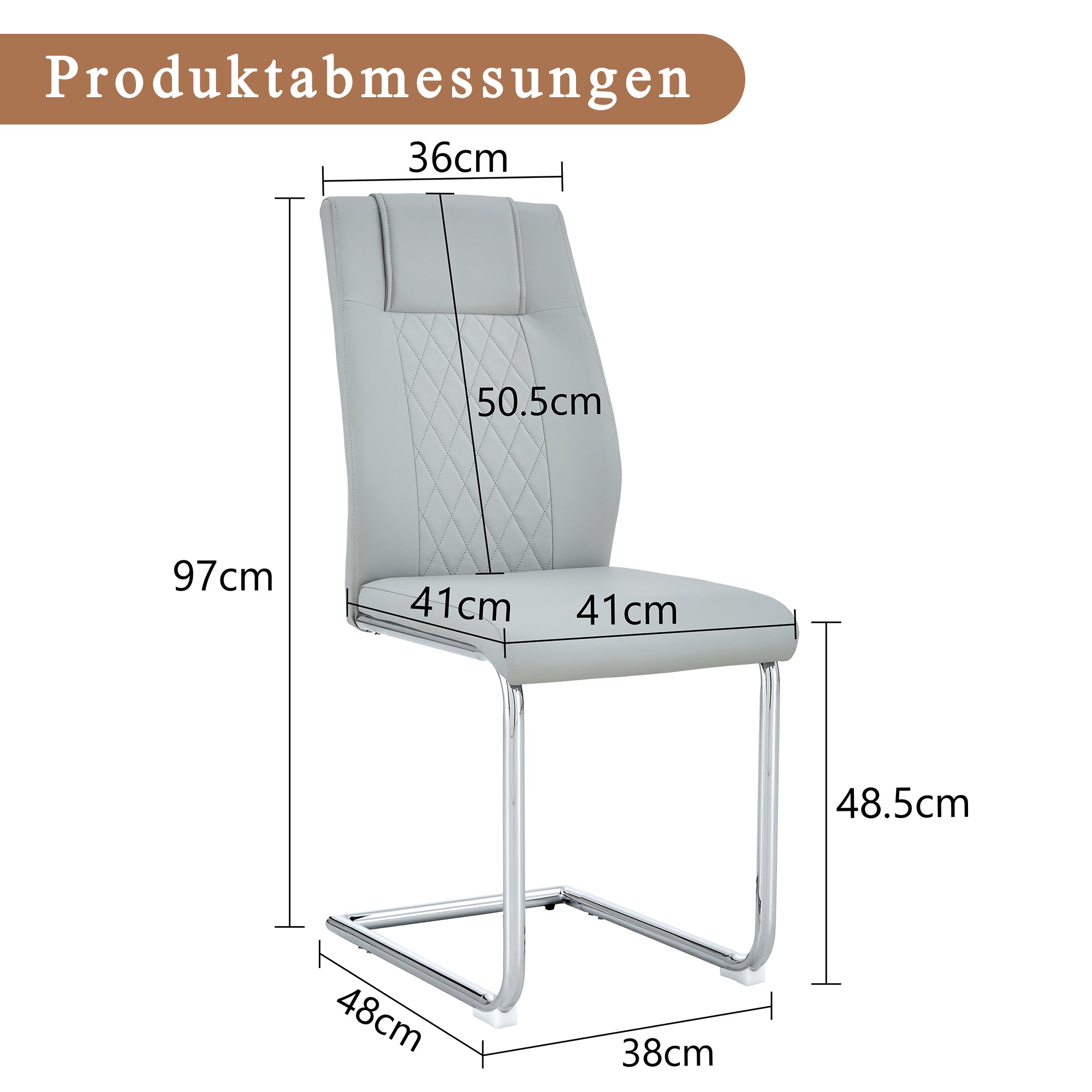 Logidon Scandinavische stijl lichtgrijze PU eetkamerstoelenset met vier stoelen