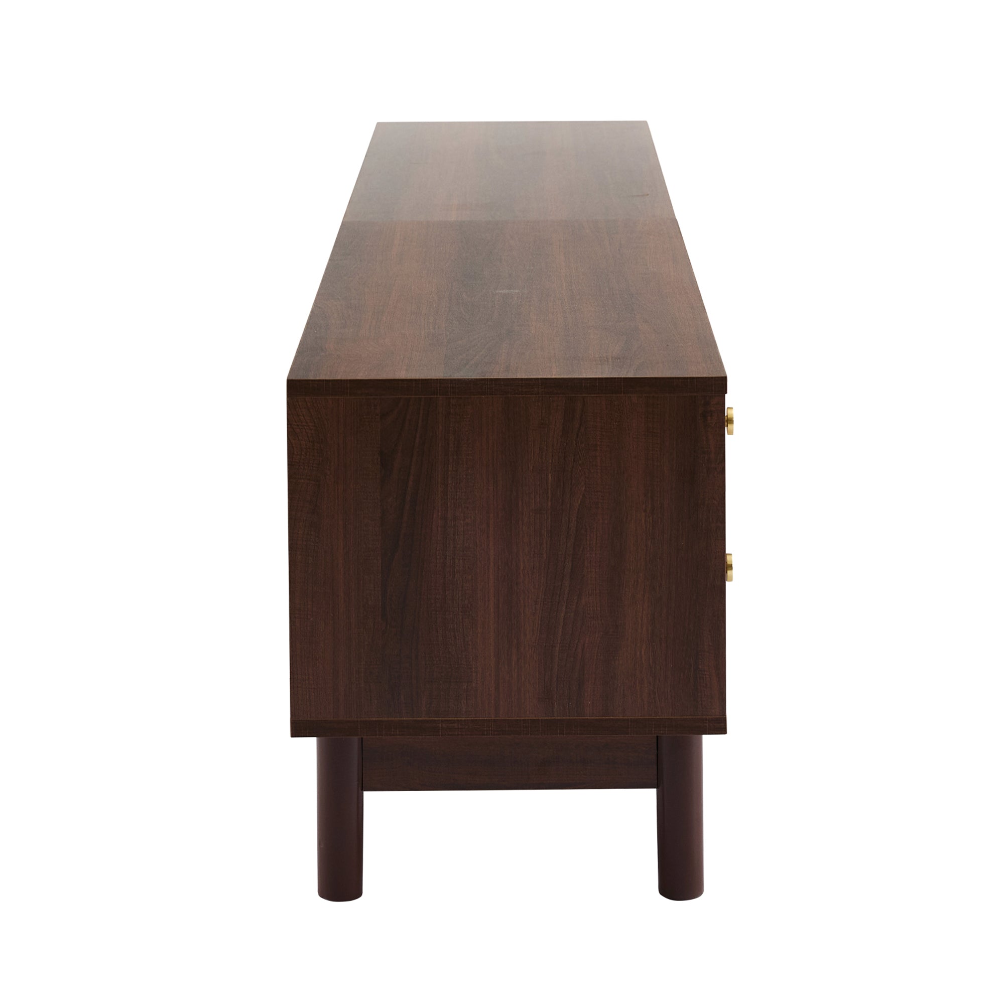 Logidon TV cabinet 180 cm dark wood look rattan doors cable management