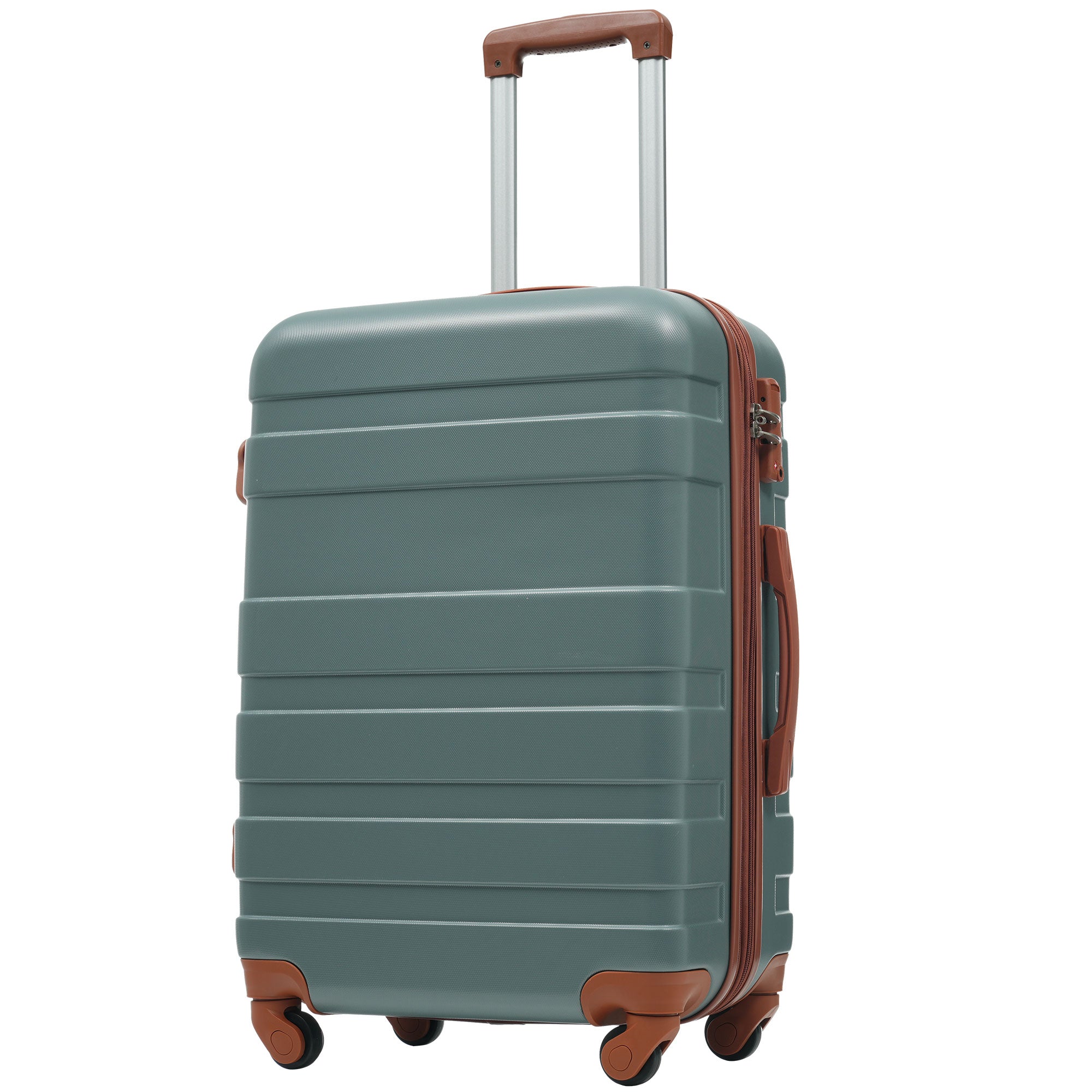 Logidon Hardshell Koffer 28 Inch Donkergroen Bruin TSA 4 Wielen