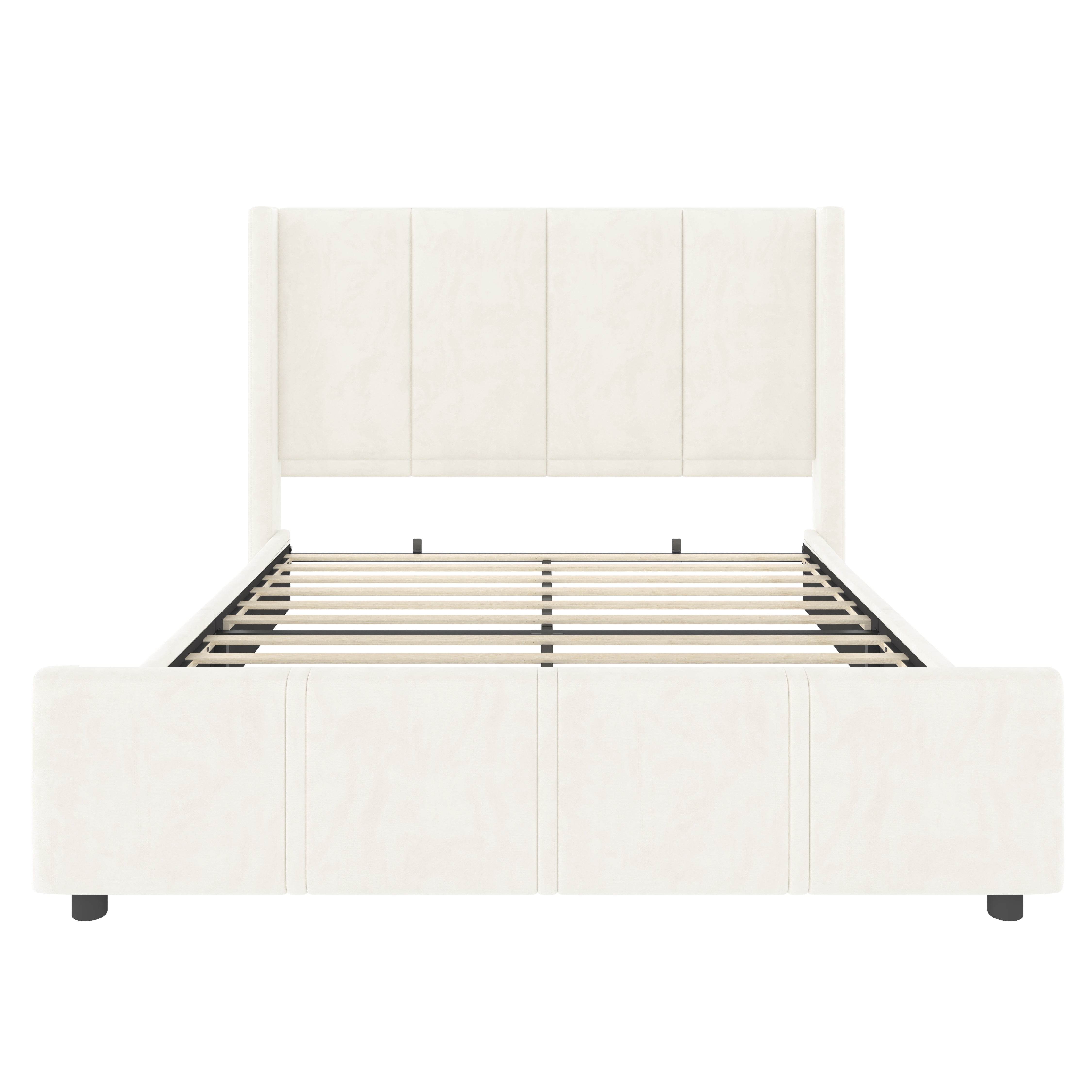 Logidon stoffen bedframe 140x190 beige velours USB-aansluiting