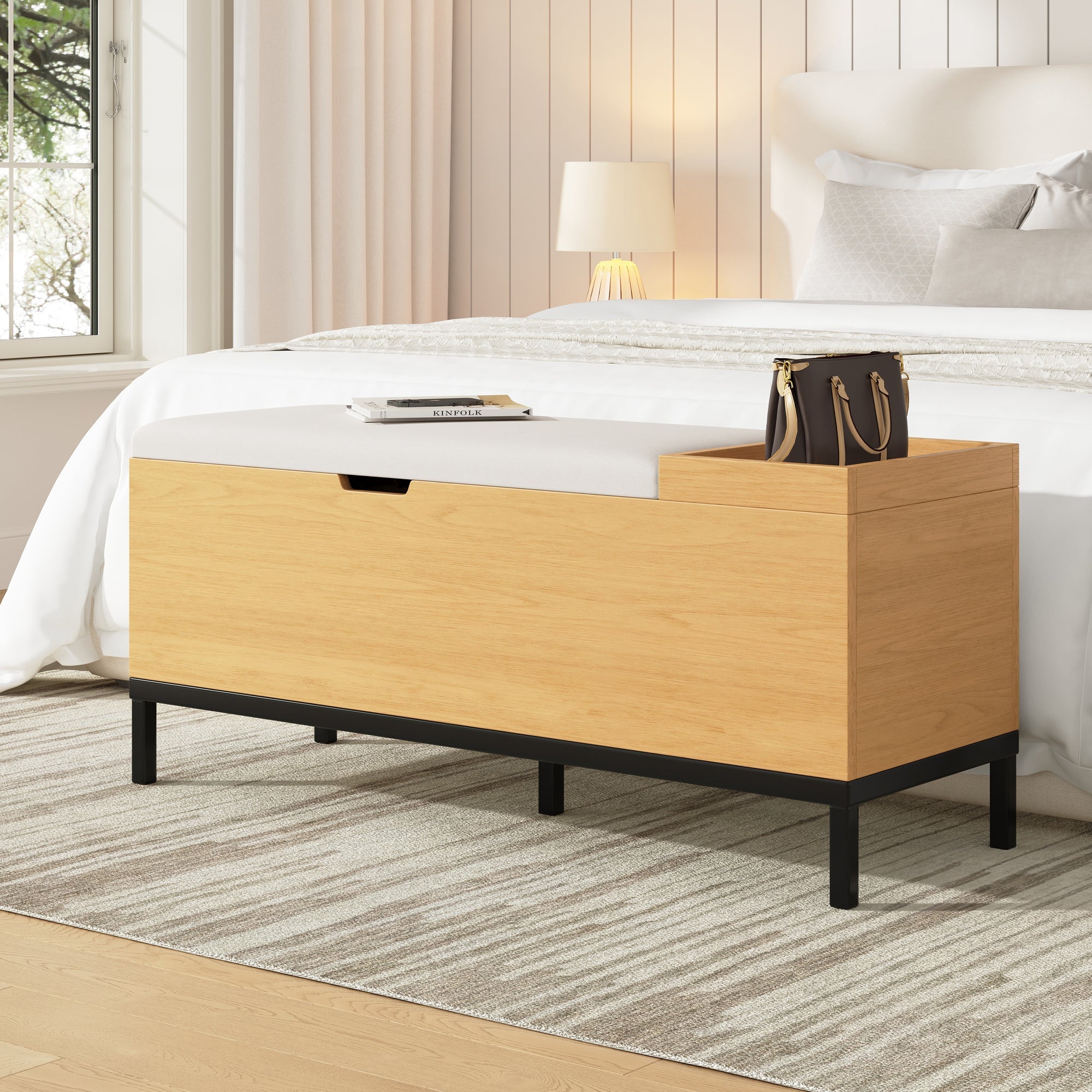 Logidon schoenenbank opbergbank naturel 115 x 40 x 49,5 cm