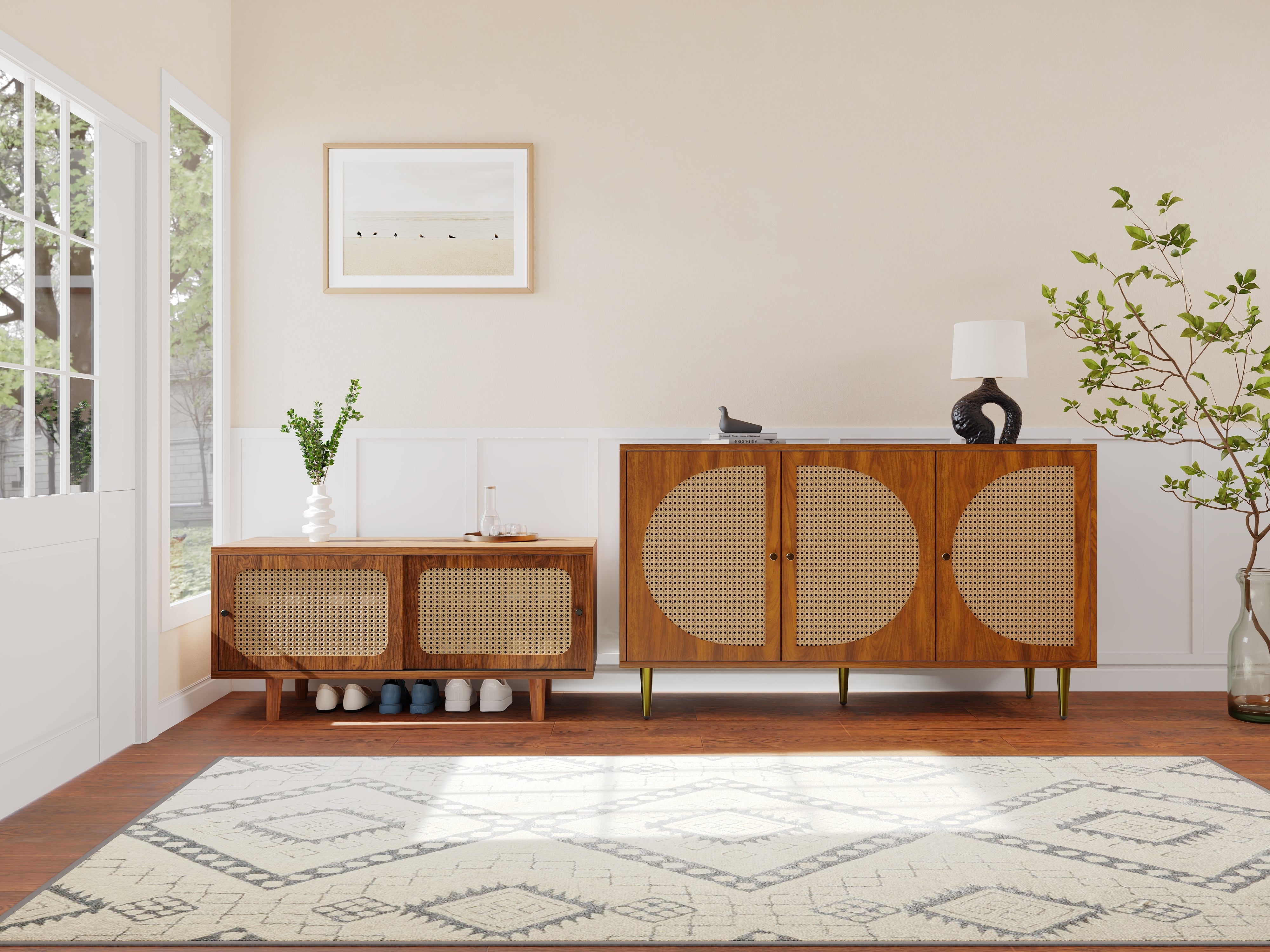 Logidon rotan dressoirset walnoot 104 cm schoenenkast