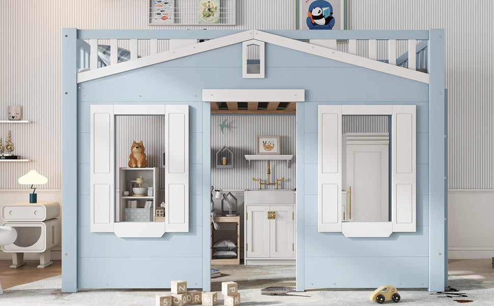 Logidon hoogslaper blauw 90x200 kinderbed met ruimte onder het bed