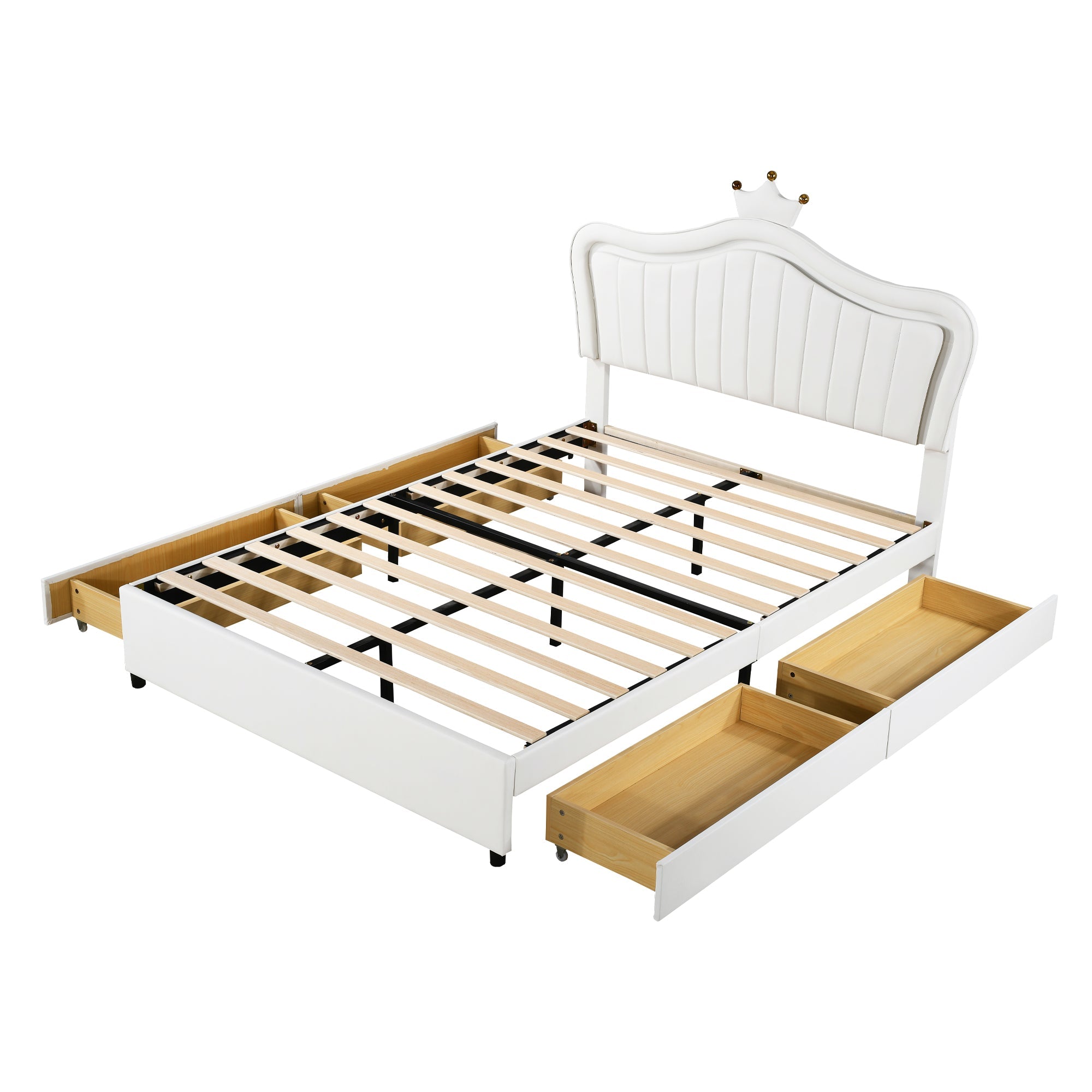 Logidon gestoffeerd bed 140x200 wit kunstleer met LED-verlichting