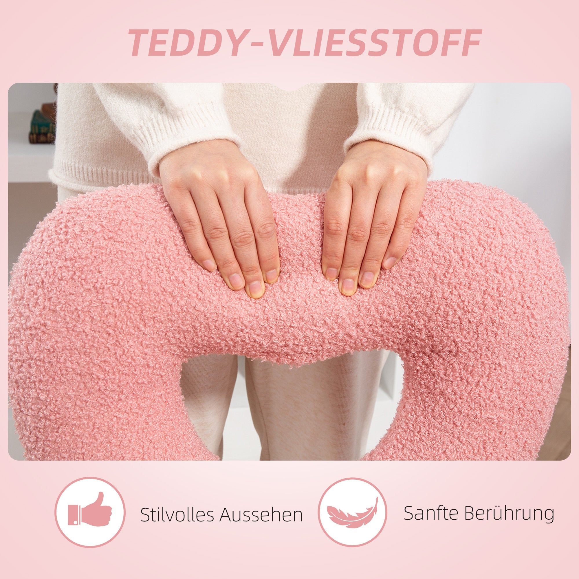 Logidon Roze Teddy Fleece Bureaustoel Hart Rugleuning in hoogte verstelbaar