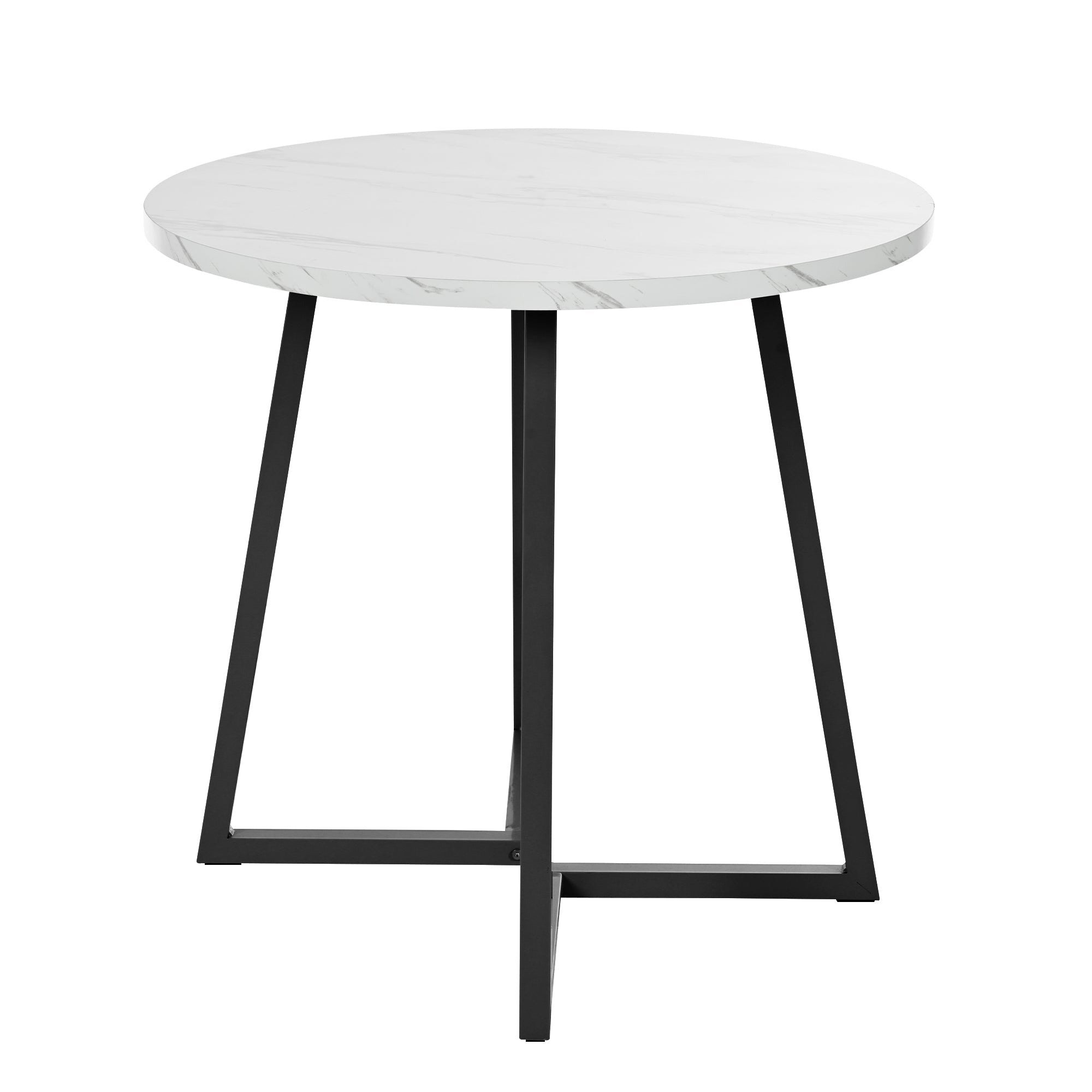 Logidon Ronde Eettafel Wit Zwart MDF Marmer Patroon 80 cm