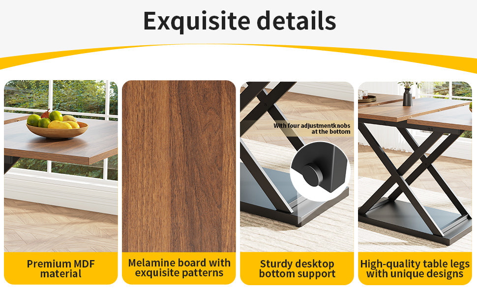 Logidon eettafel telescopisch 120-160 x 80 cm walnoot blad zwarte poten