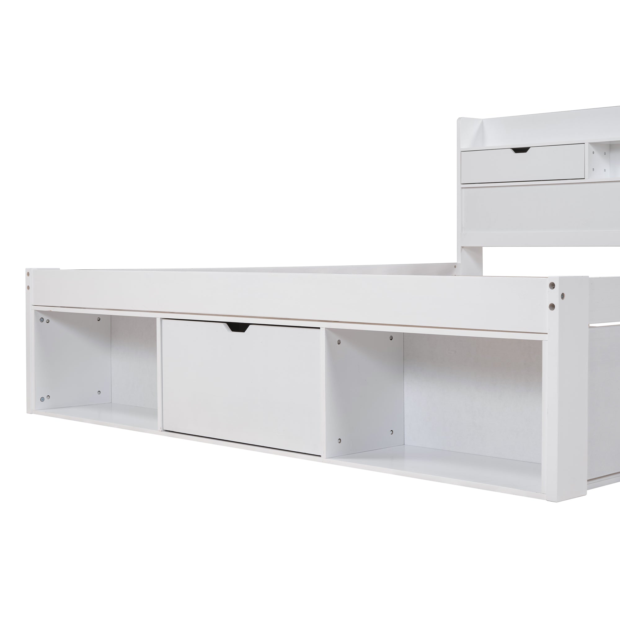 Logidon bed 135x190 cm met USB oplaadpunt en opbergruimte wit