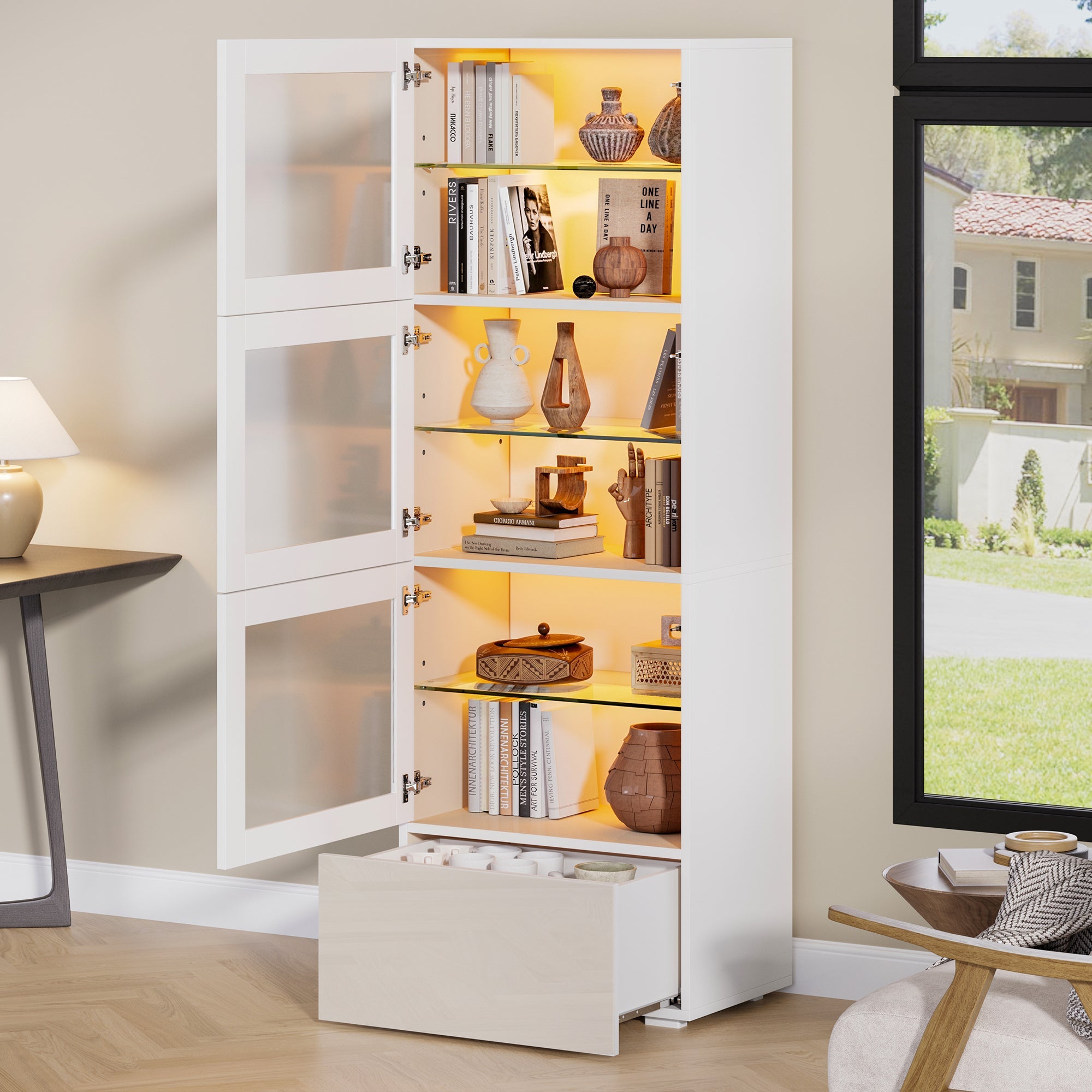 Logidon vitrine 60x40x173 cm wit hoogglans LED verlichting
