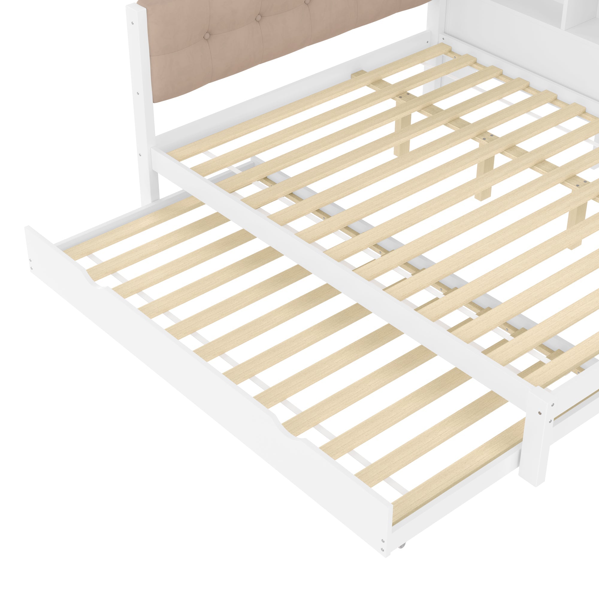 Logidon daybed wit 140x200 CM met uitschuifbaar bed LED-verlichting