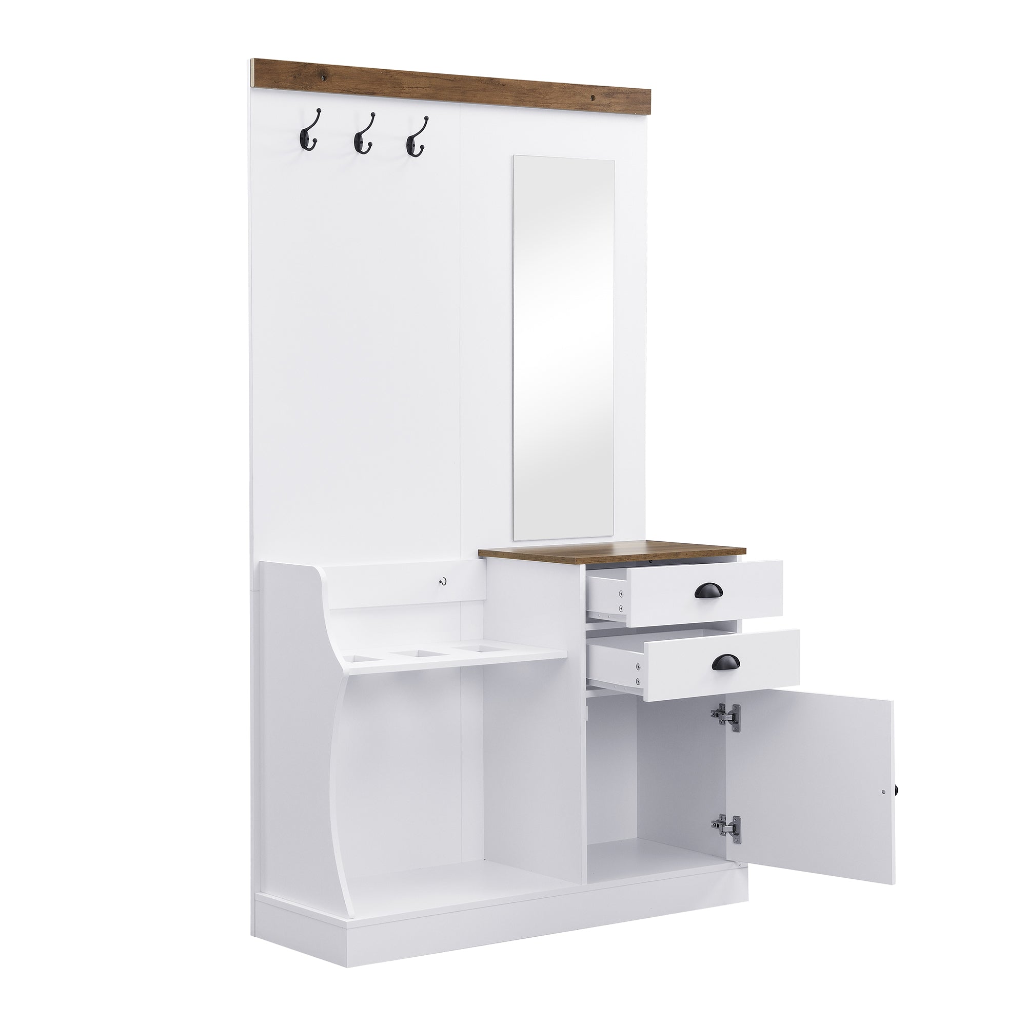 Logidon Kledingkastset Met Spiegel, Haken En Laden Wit 110x38x191 cm