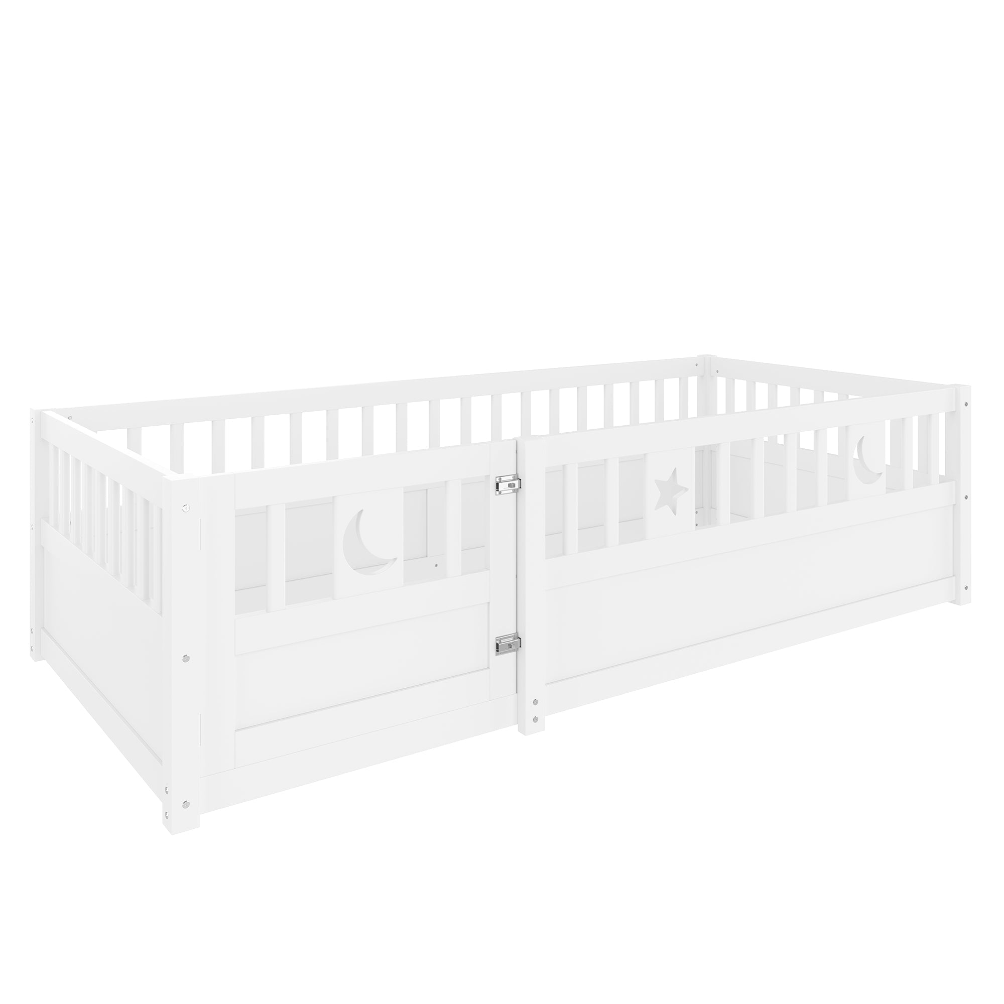 Logidon paneelbed 90x190 cm wit met raster ster maan decor