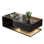 Logidon salontafel hoogglans zwart met glas en LED effect 105 cm