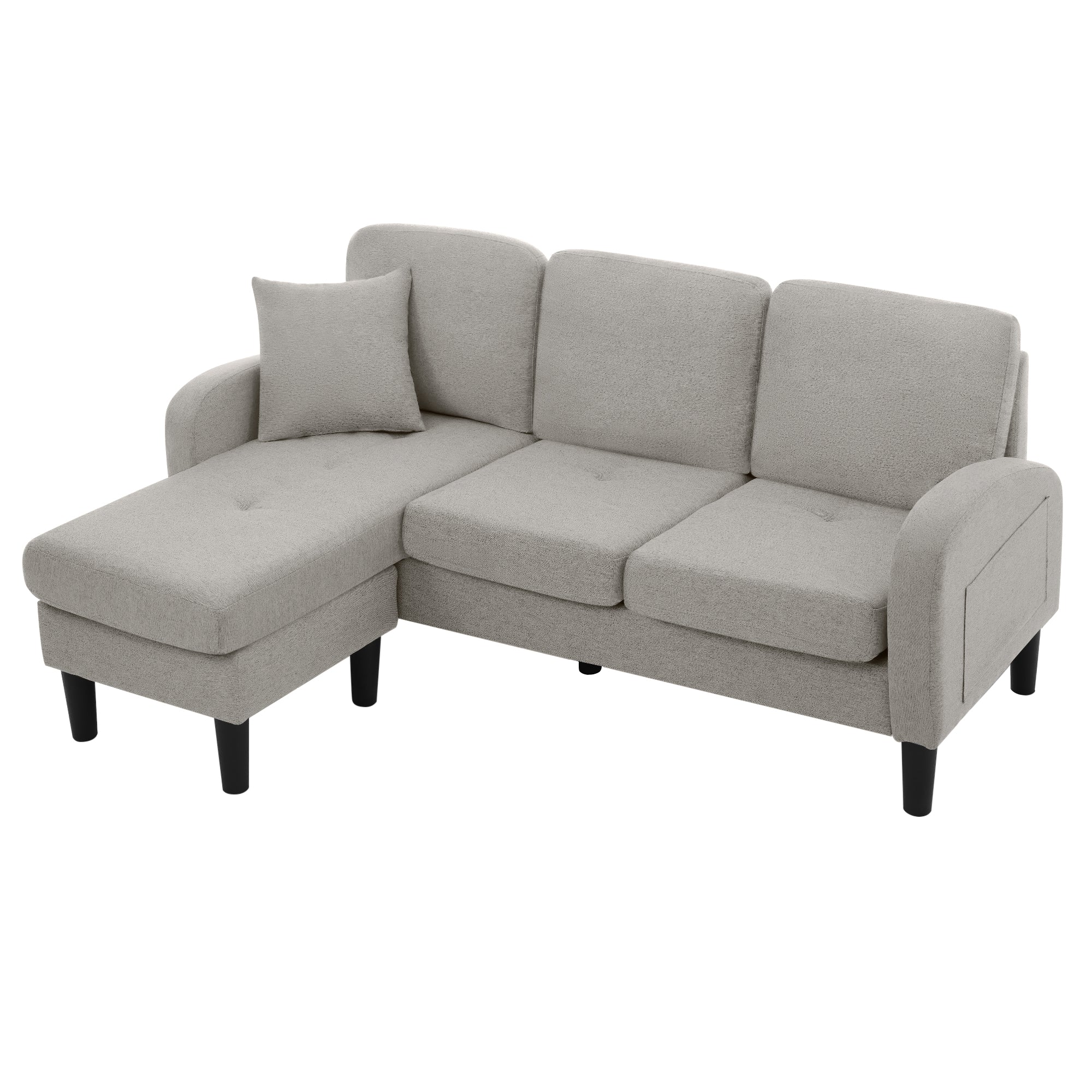 Logidon L-vormige hoekbank met chaise longue Grijs 185 x 118 cm