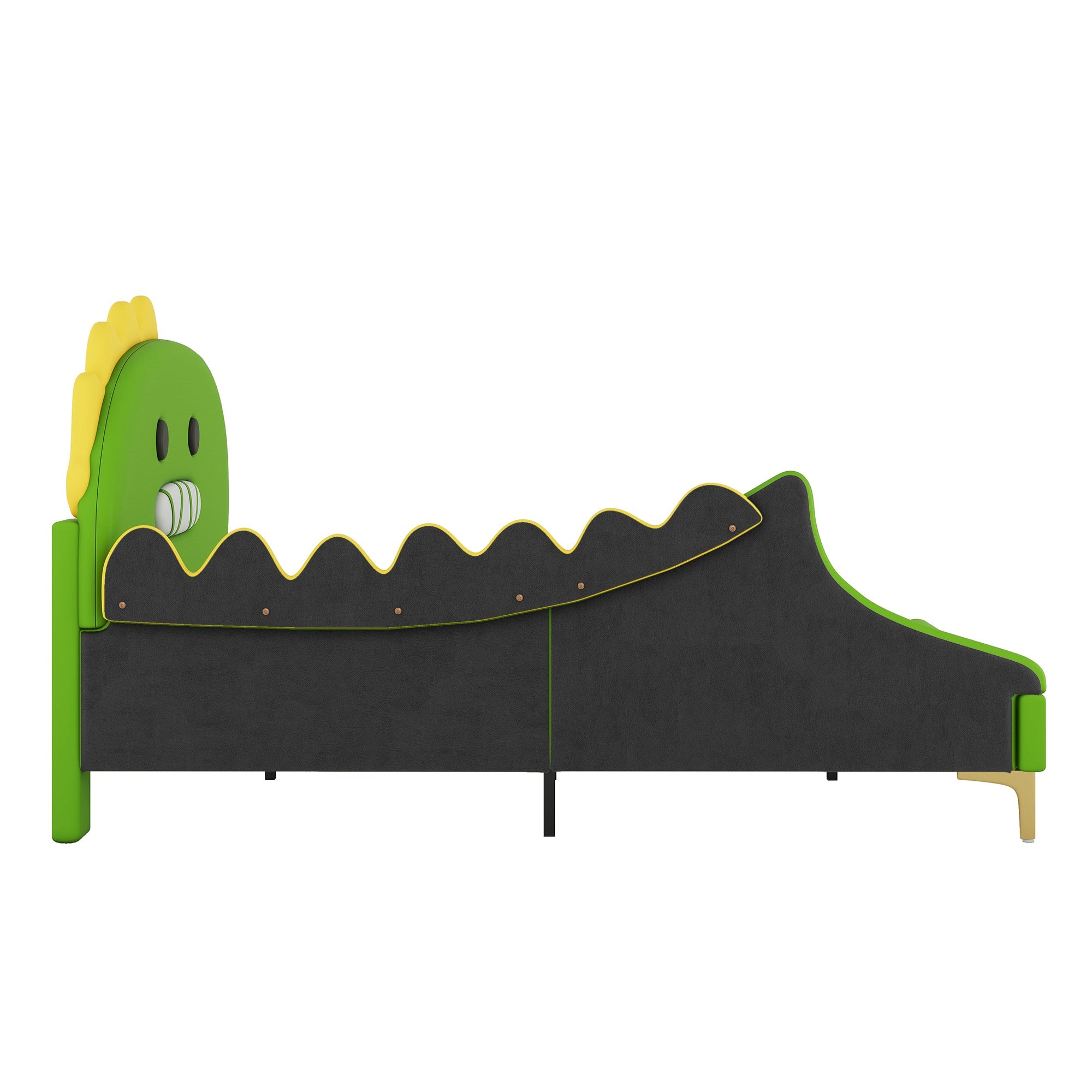 Logidon Dino kinderbed 140x200cm groene cartoon dinosaurusvorm