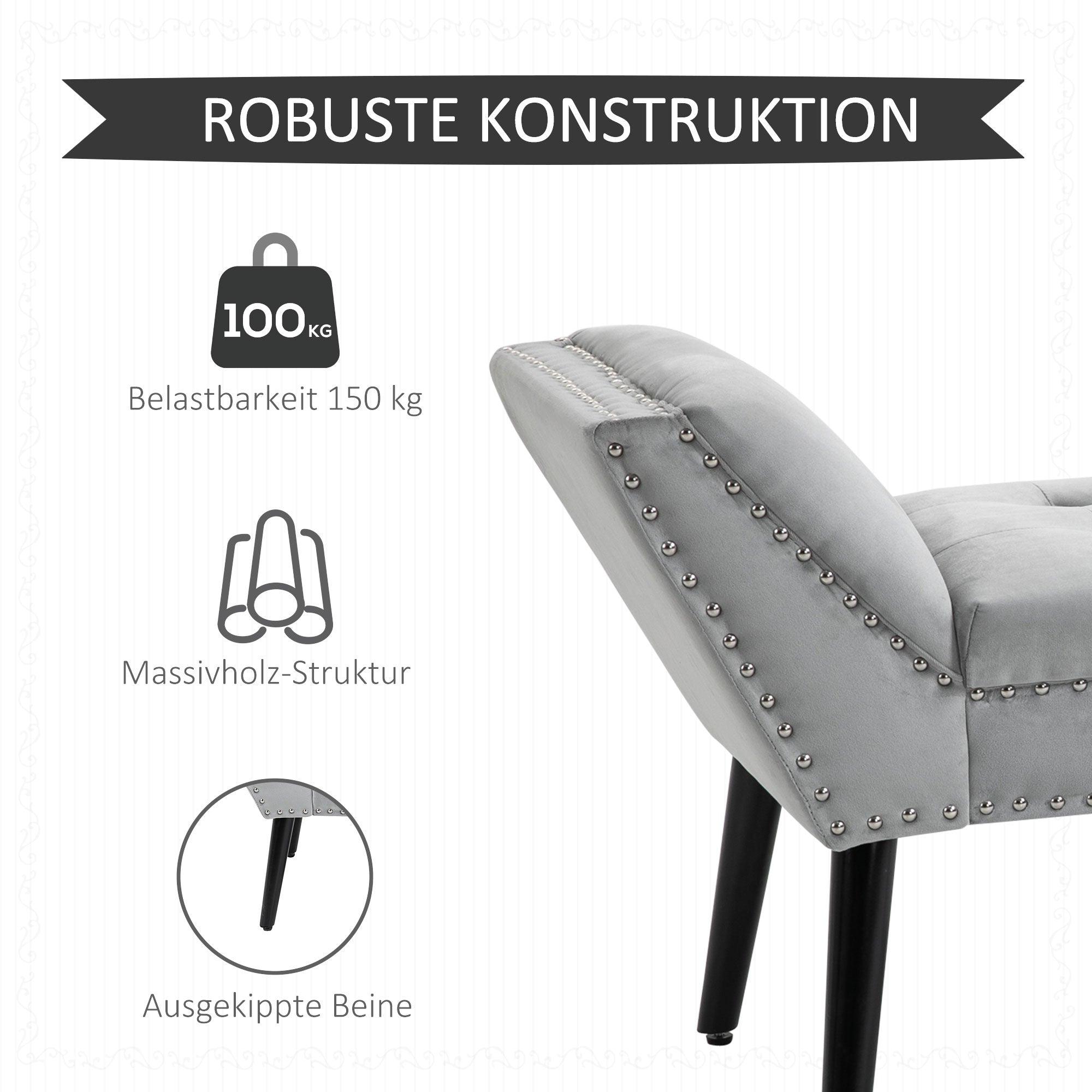 Logidon gestoffeerde bank lichtgrijs 114x46x56 cm met moderne fluwelen knopen