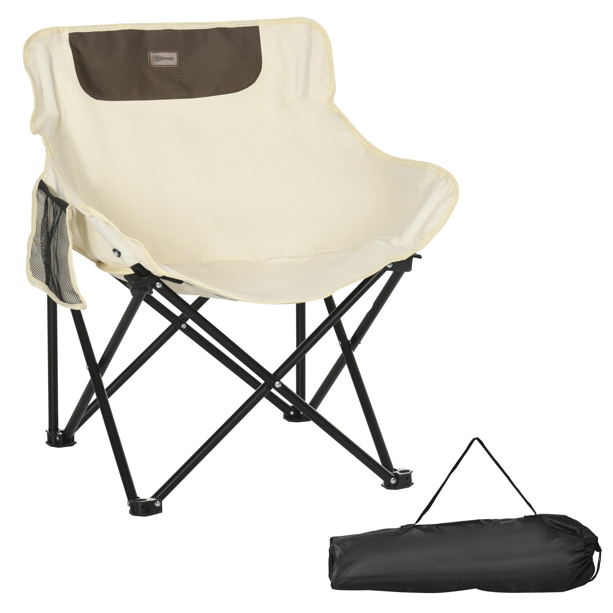 Logidon campingstoel klapstoel wit 61x54x66 cm met zijvak stalen poten