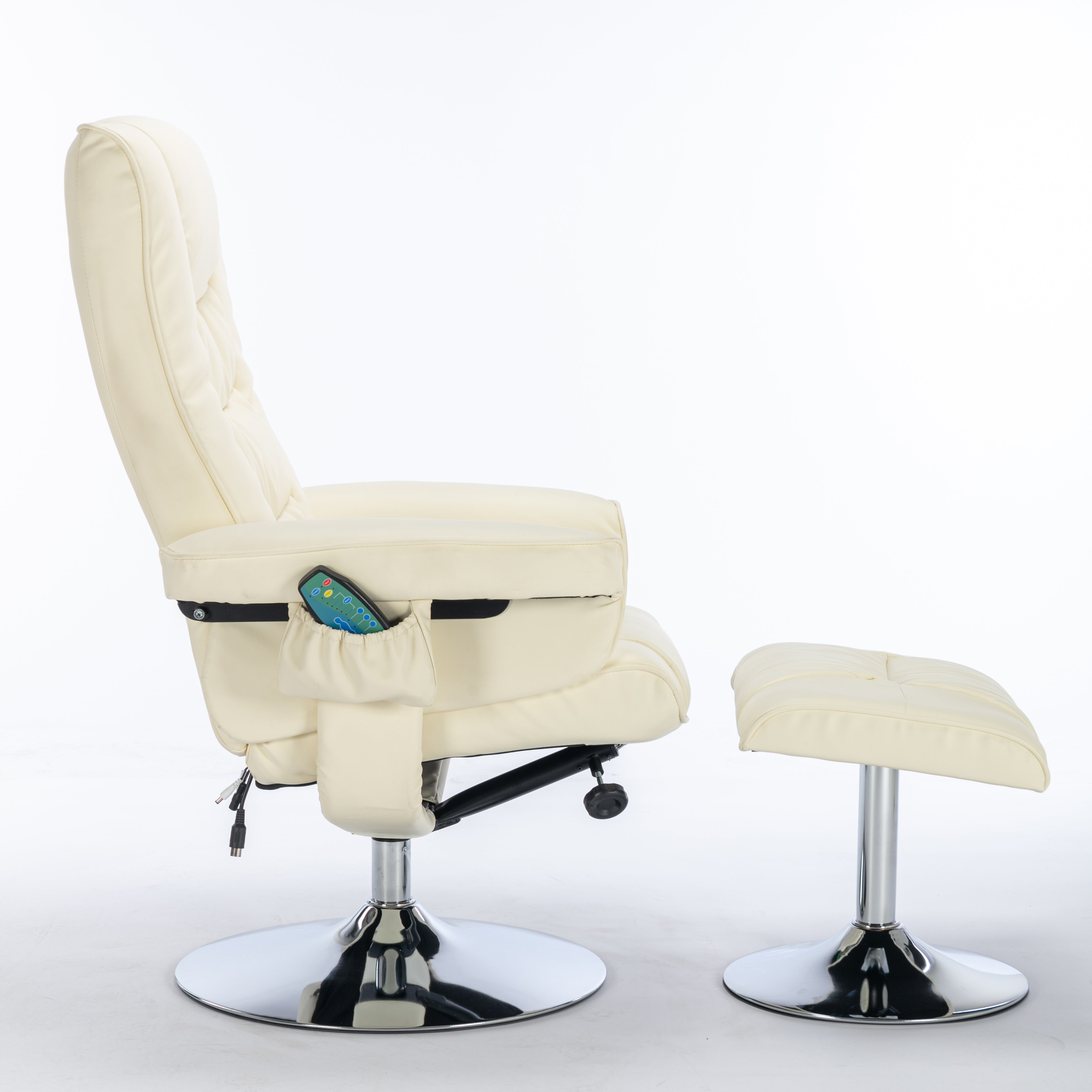 Logidon massagestoel met PU bekleding en voetenbank beige 5-punts massage