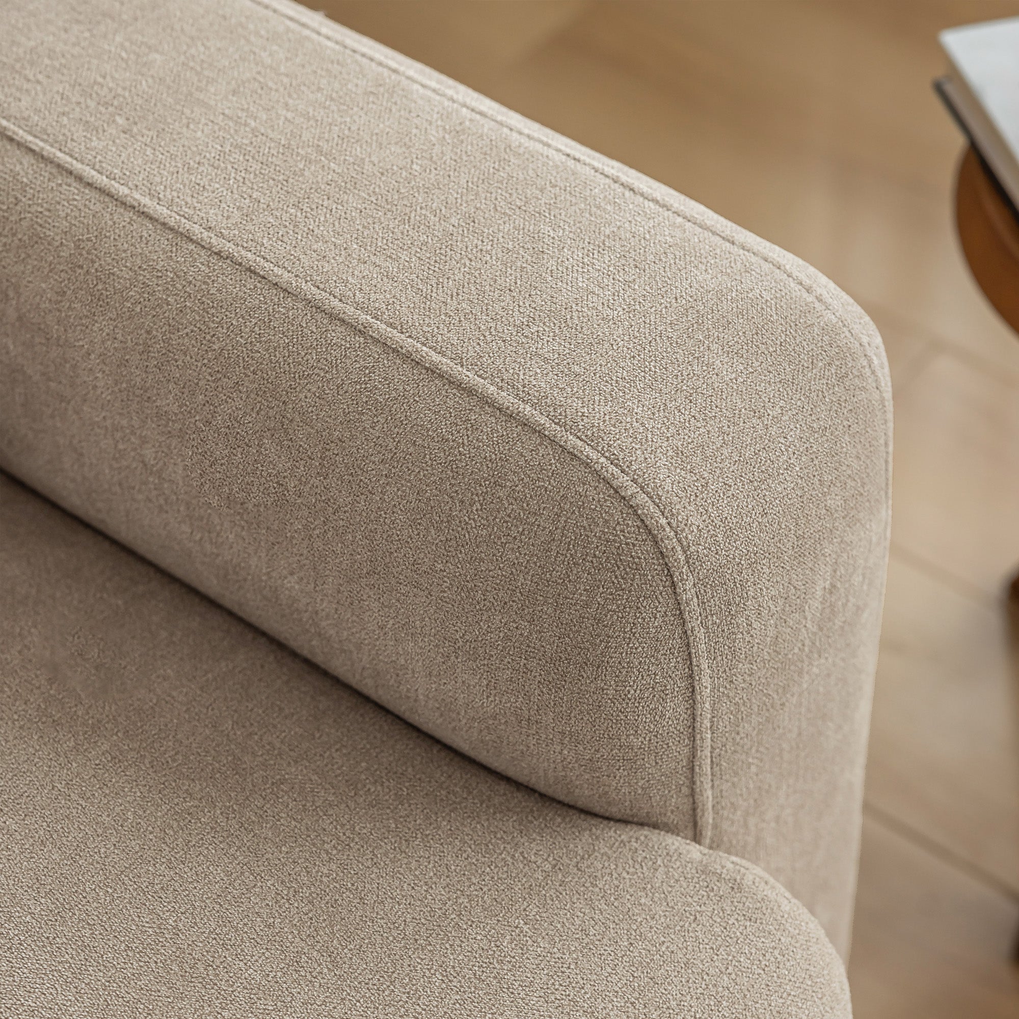 Logidon Regular Sofa Beige Chenille 3 Seater Living Room Sofa
