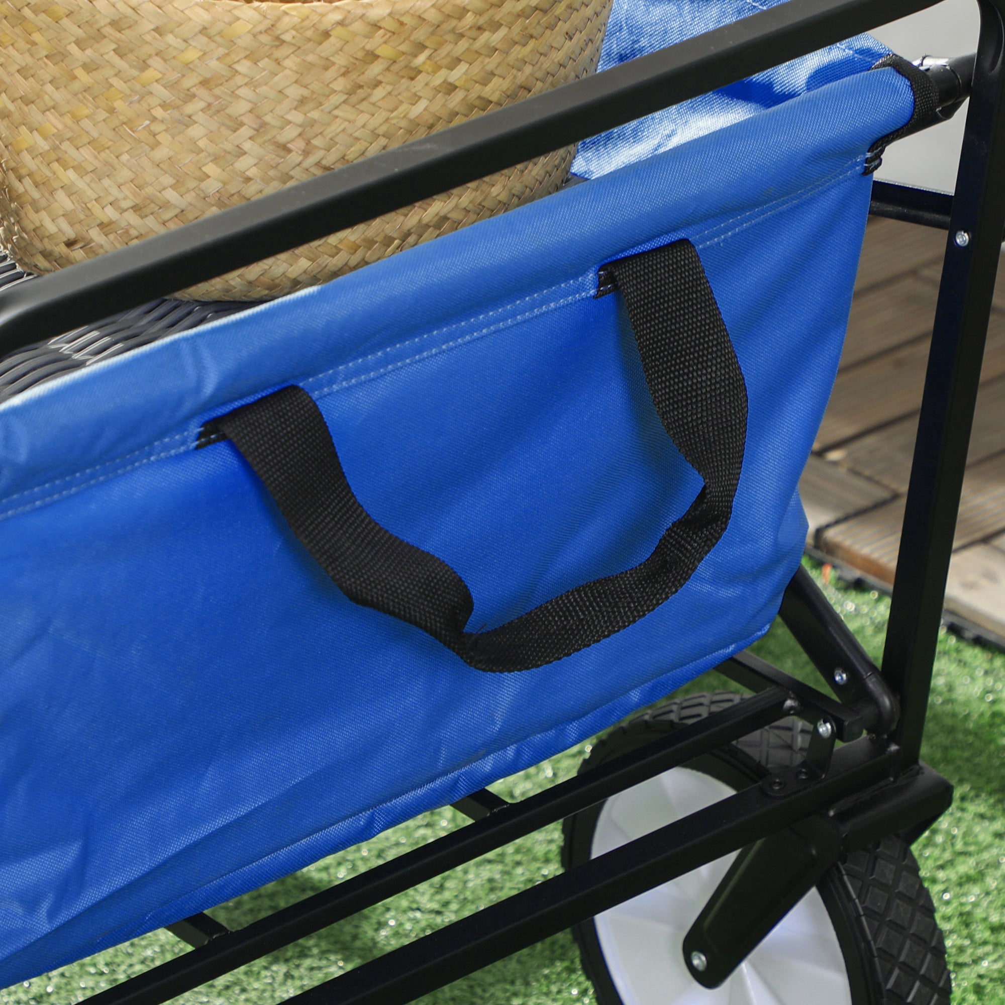 Logidon opvouwbare bolderkar 360 graden blauw stalen frame 93x49x100 cm