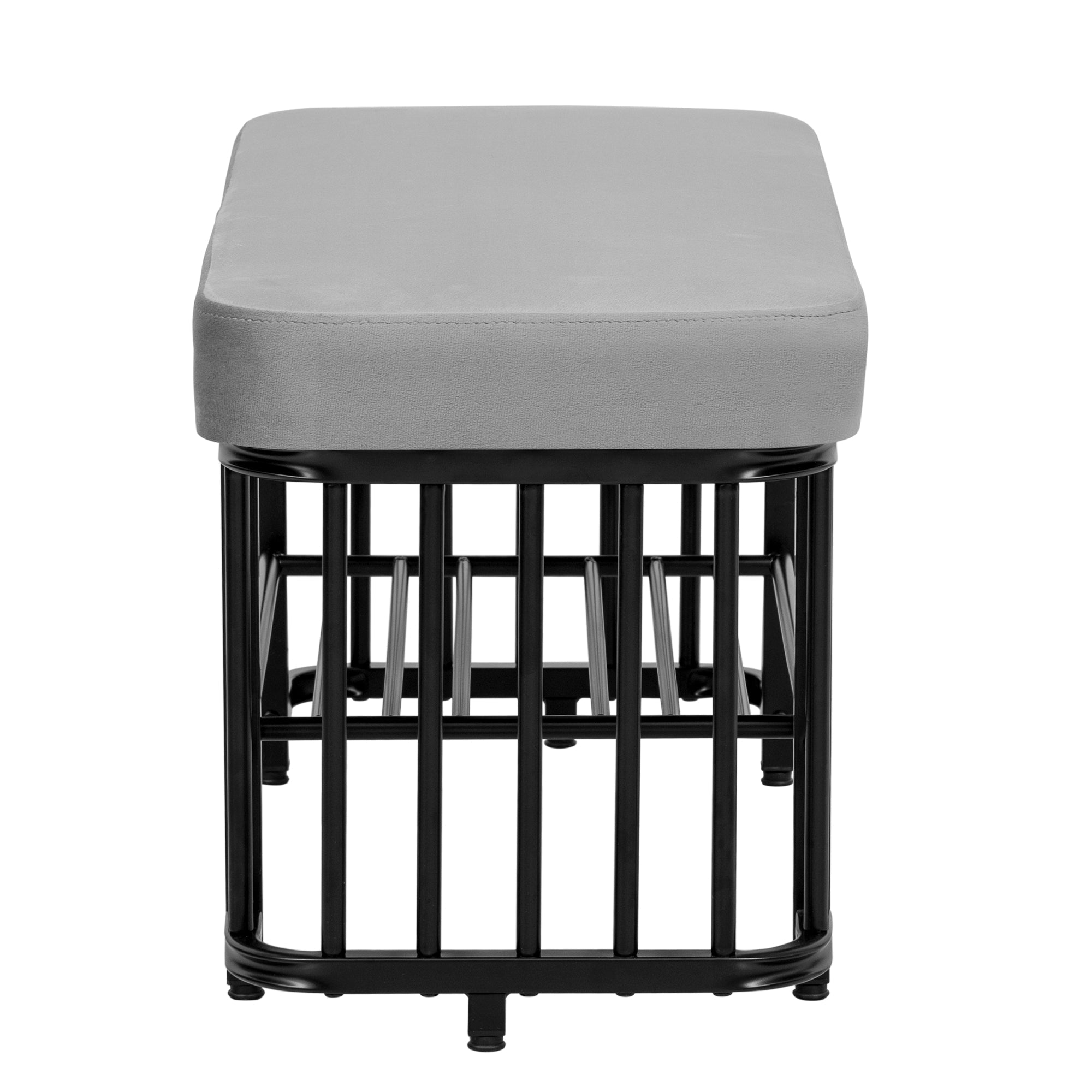 Logidon moderne schoenenbank met fluwelen zitting en grijs metalen frame