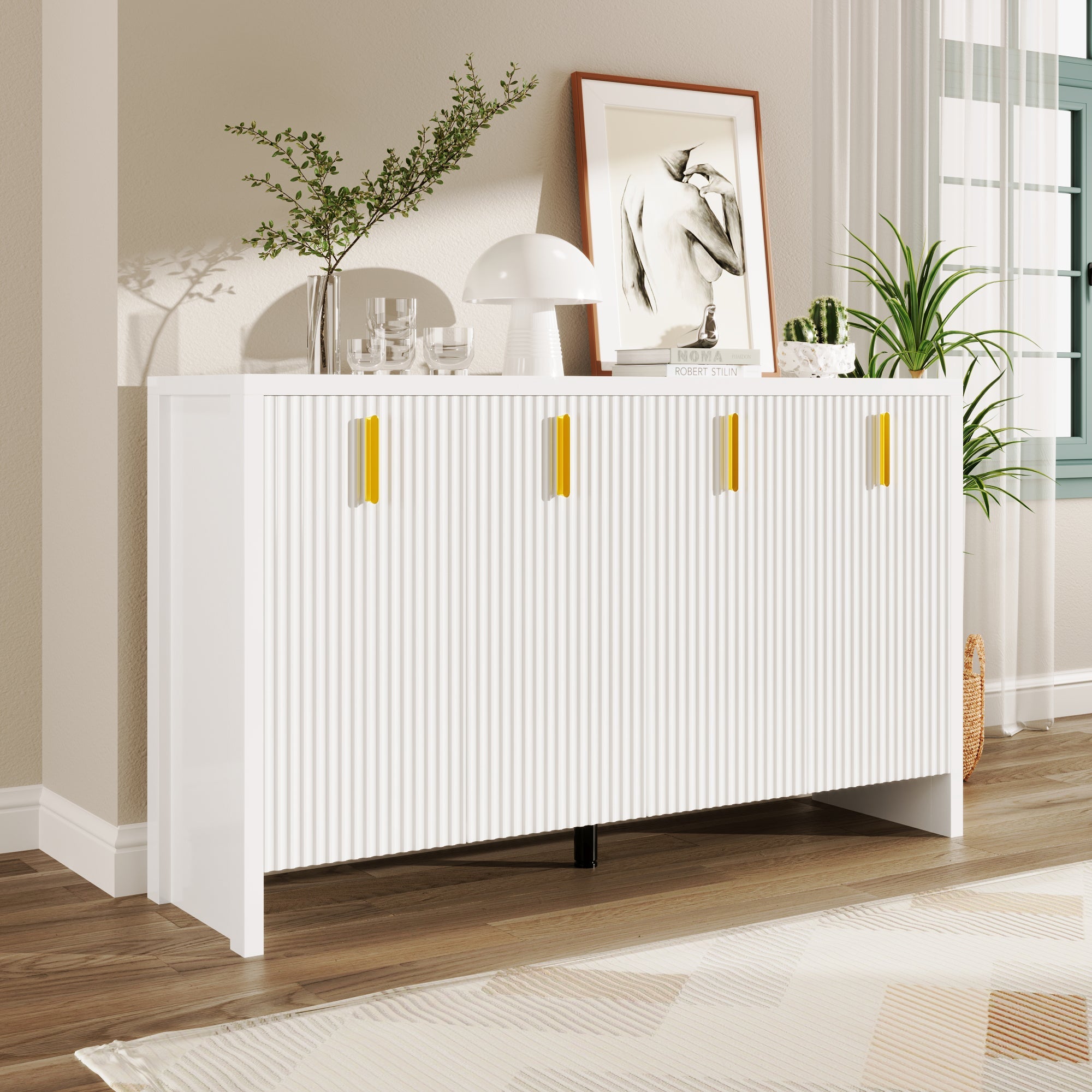 Logidon wit dressoir met gouden handgrepen en verstelbare planken