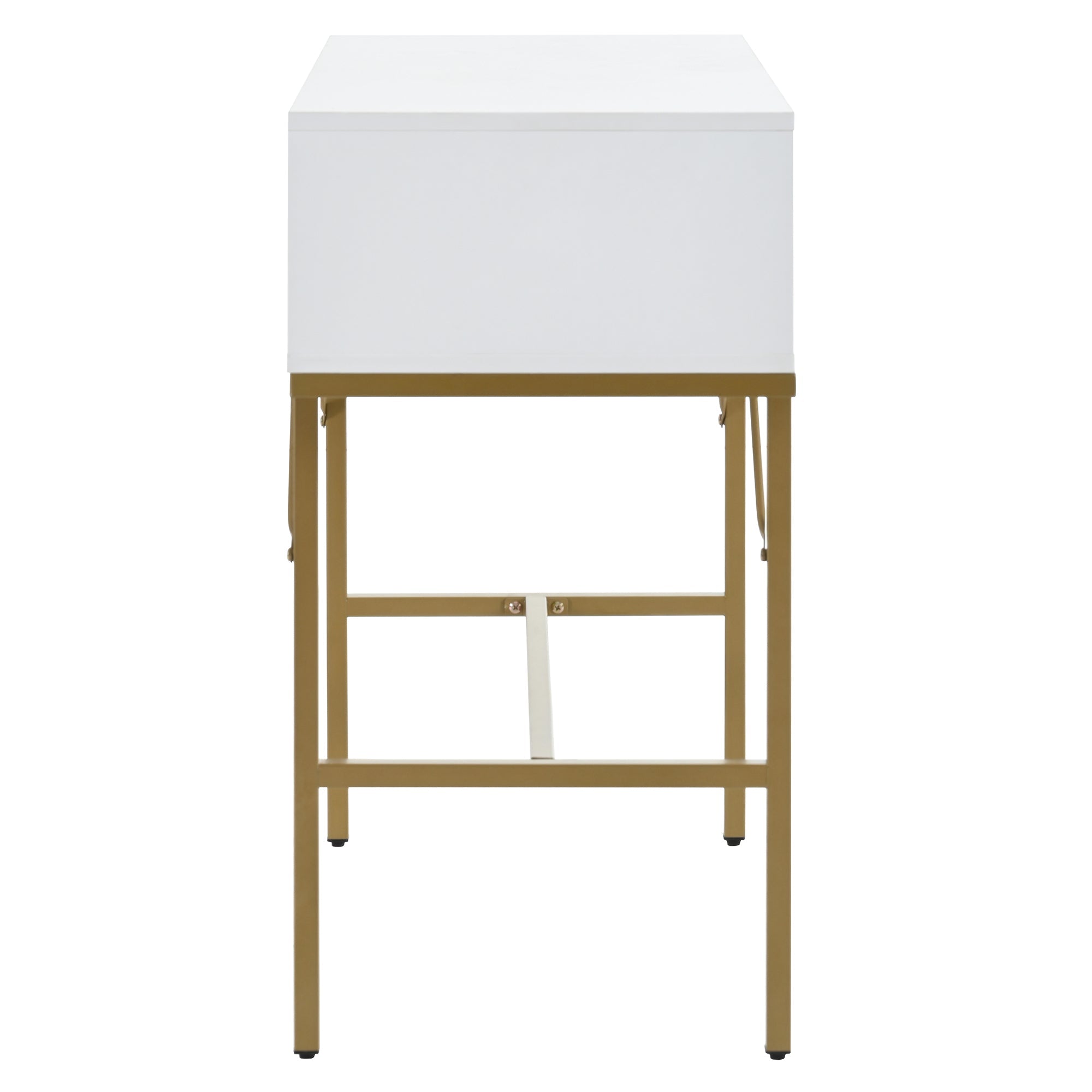 Logidon Modern Console Table White Golden Legs Geometric Loading Compartment