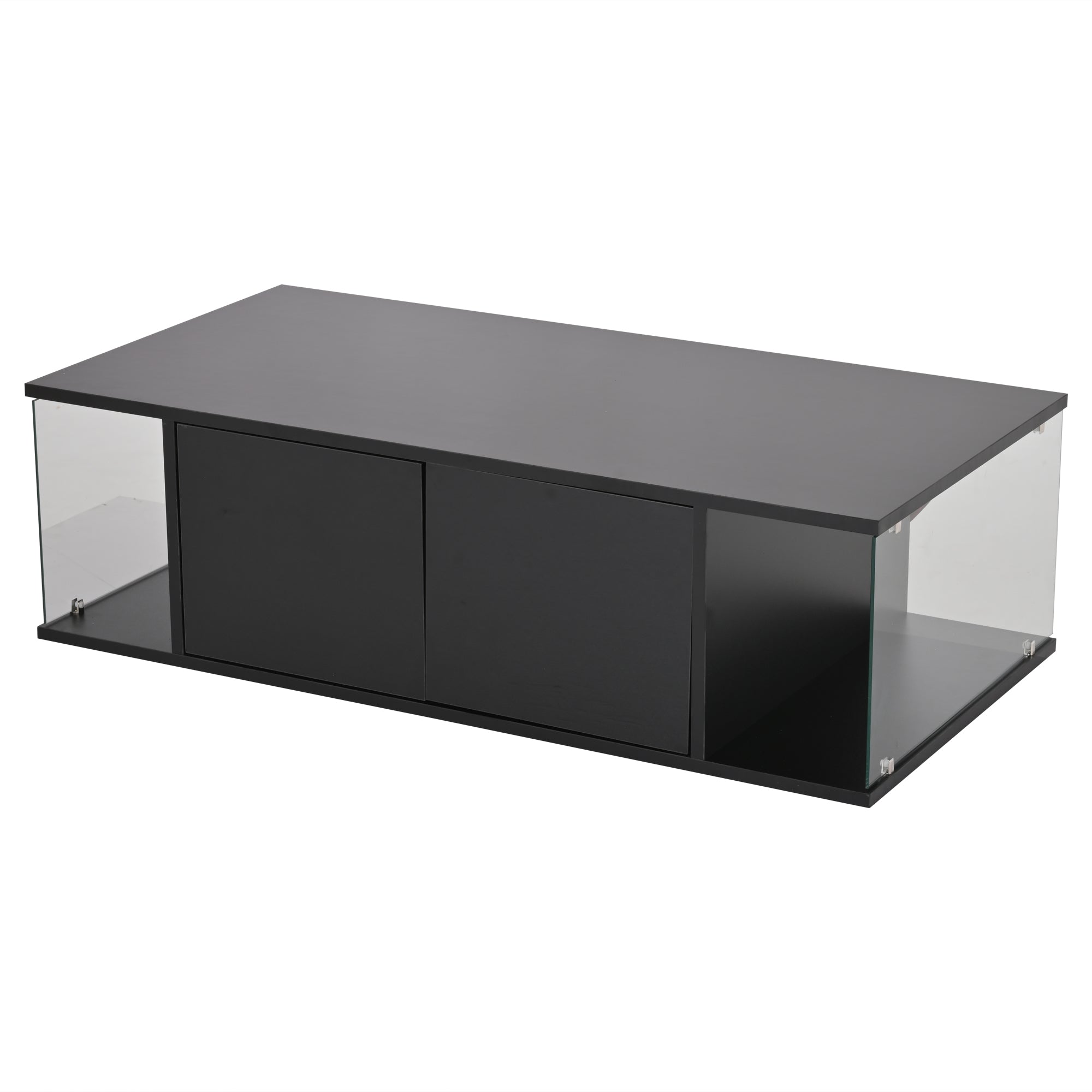 Logidon salontafel 100x50x30 cm zwart hoogglans LED 2 kasten
