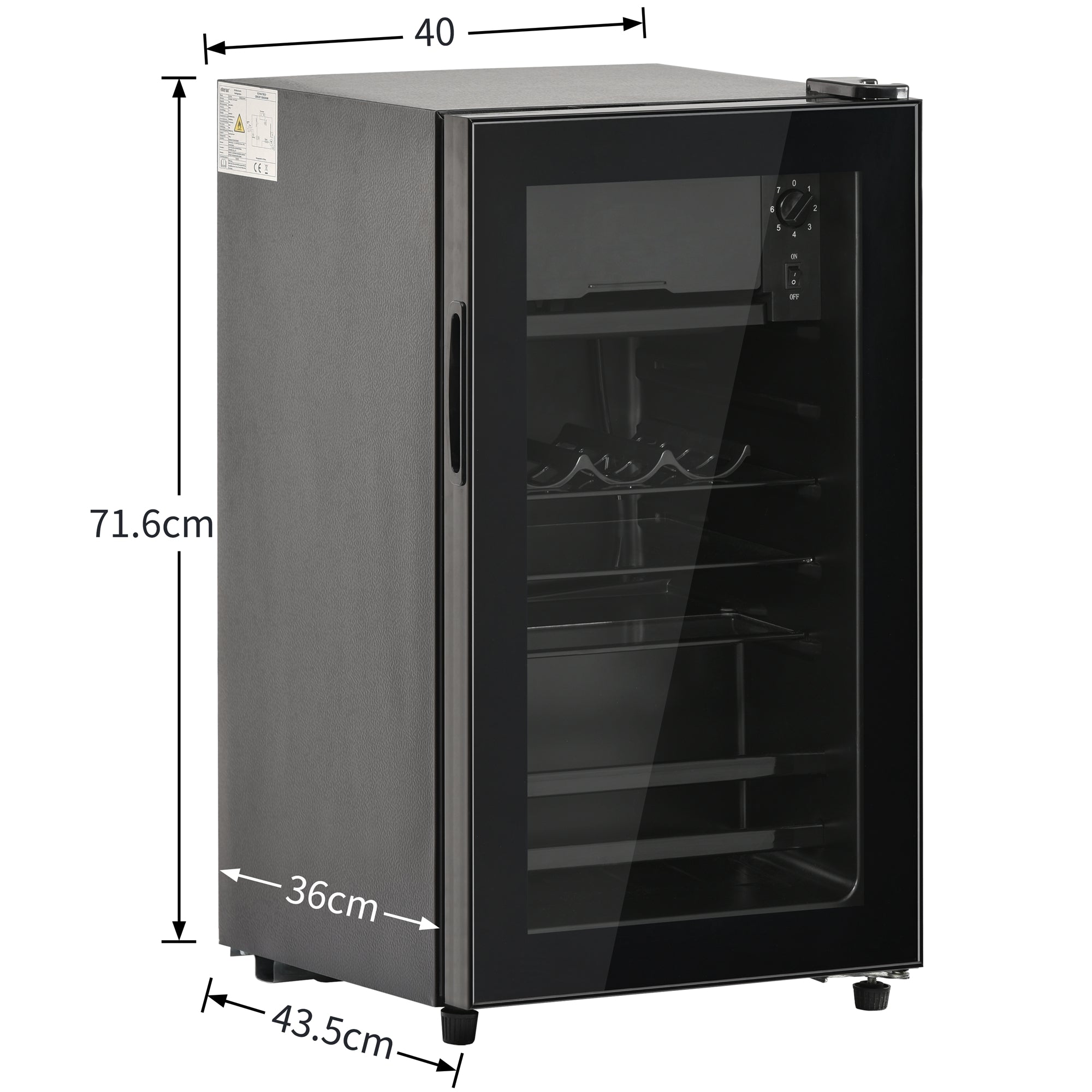 Logidon 76L minikoelkast Zwart 70L koelgedeelte, 6L vriesgedeelte, LED