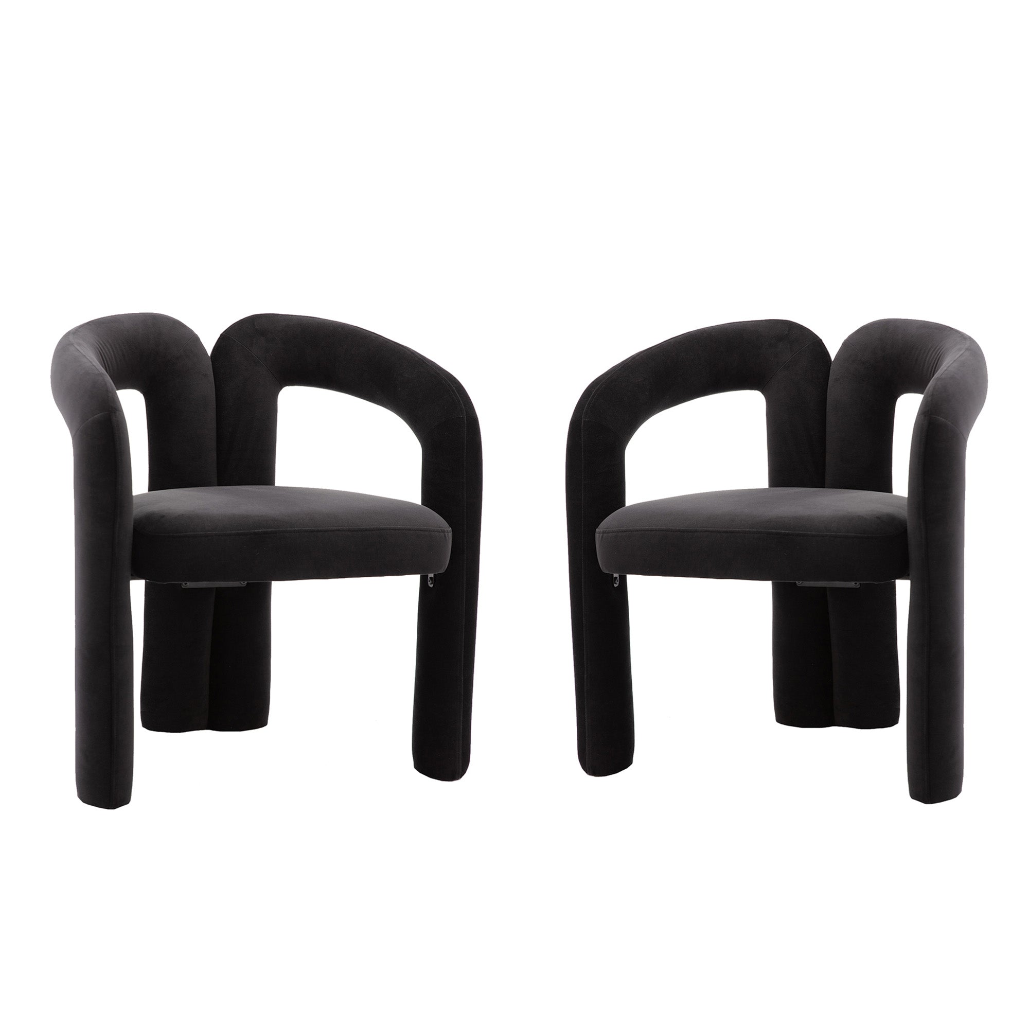 Logidon Velvet Accent Chair Black Set of 2 Upholstered Dining Room Chairs