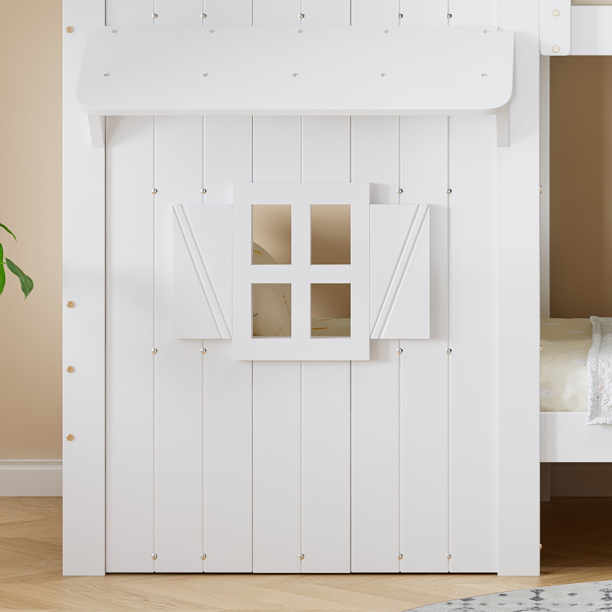 Logidon stapelbed huisstijl 90x200 wit met raam en dak