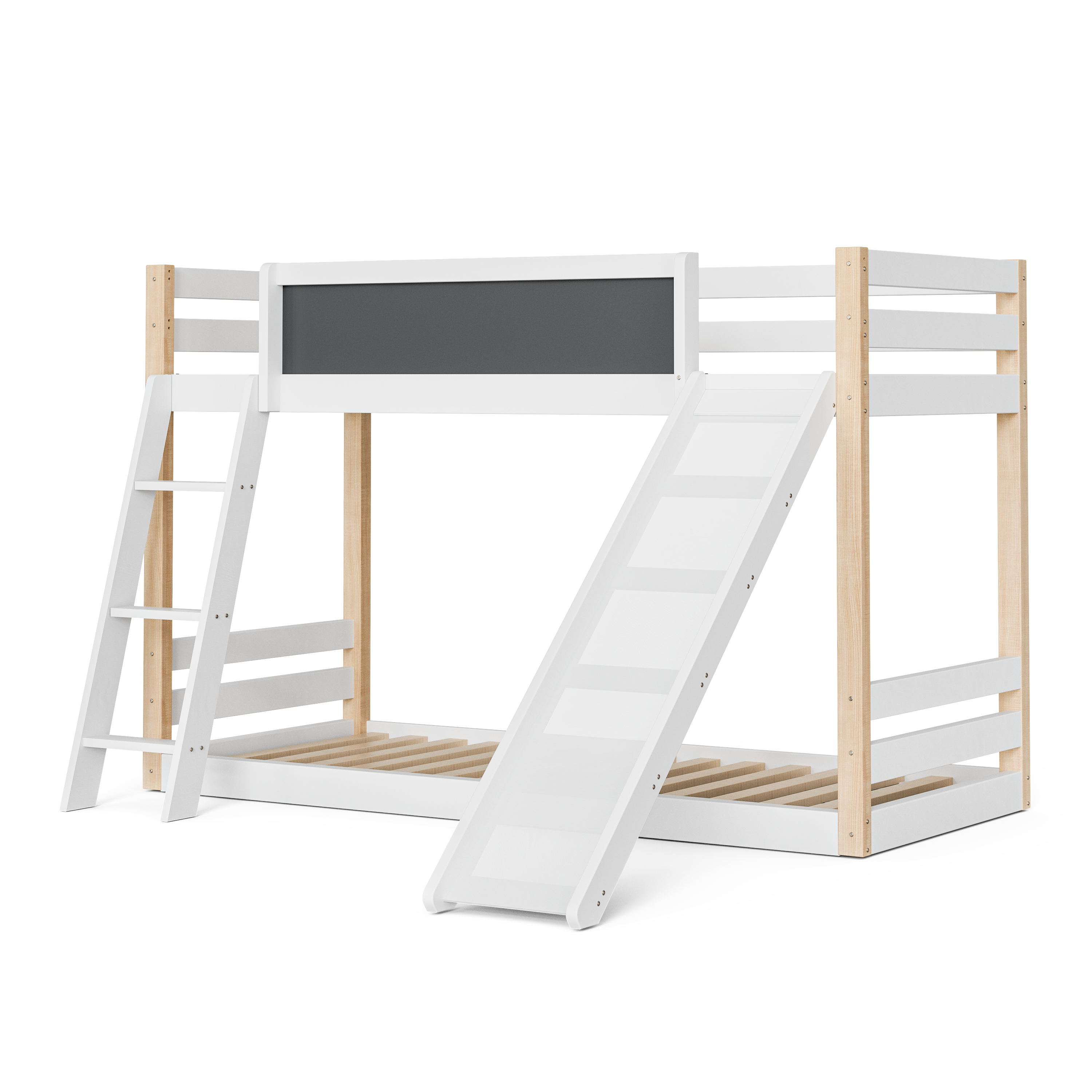 Logidon Stapelbed Kind Met Glijbaan En Trap 90x200 Wit