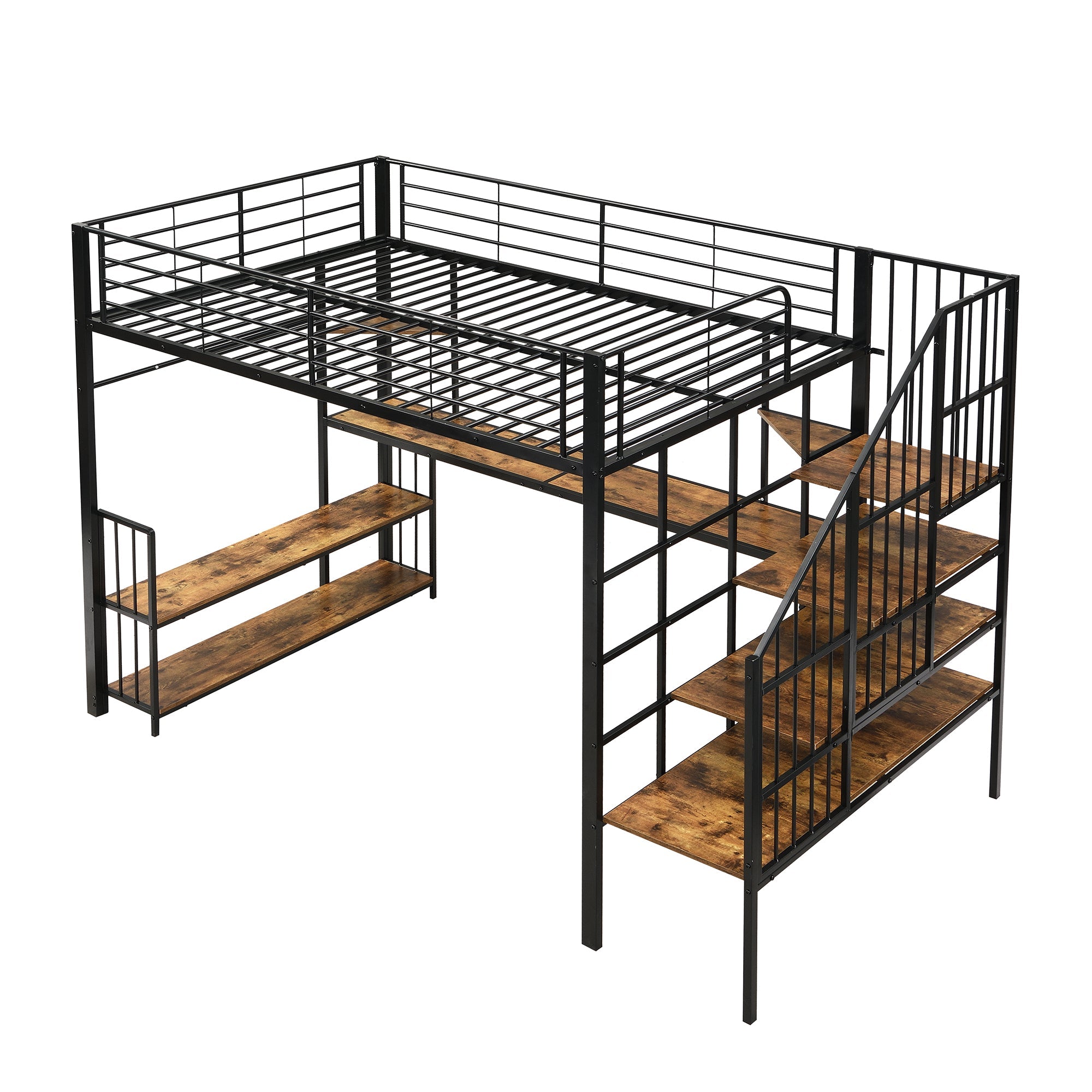 Logidon hoogslaper 120x200 zwart met ladder en oplaadpoort