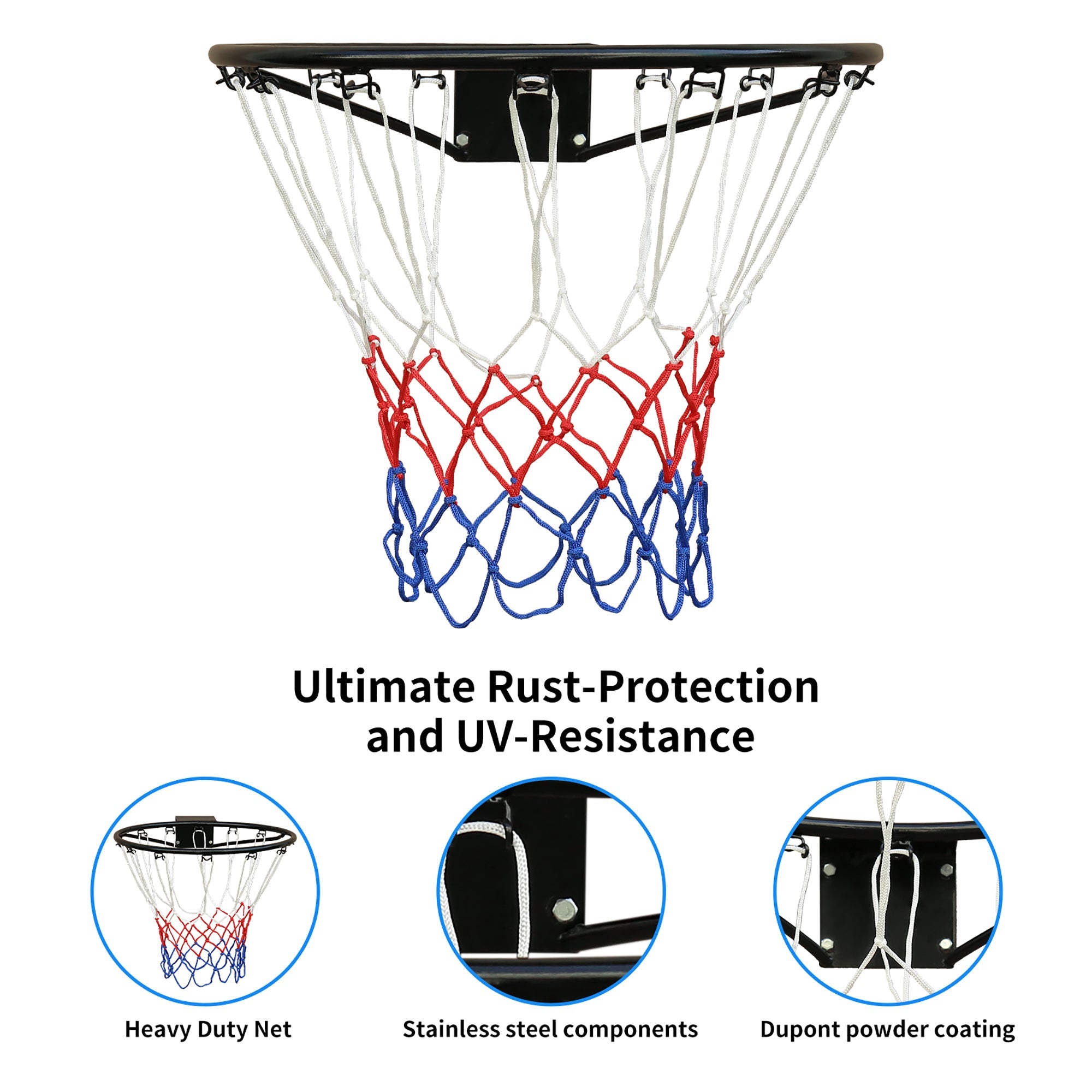 Logidon Premium Zwart Stalen Basketbalring 18 Inch Weerbestendig