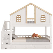 Logidon stapelbed kinderbed wit naturel 90x200 cm met raam