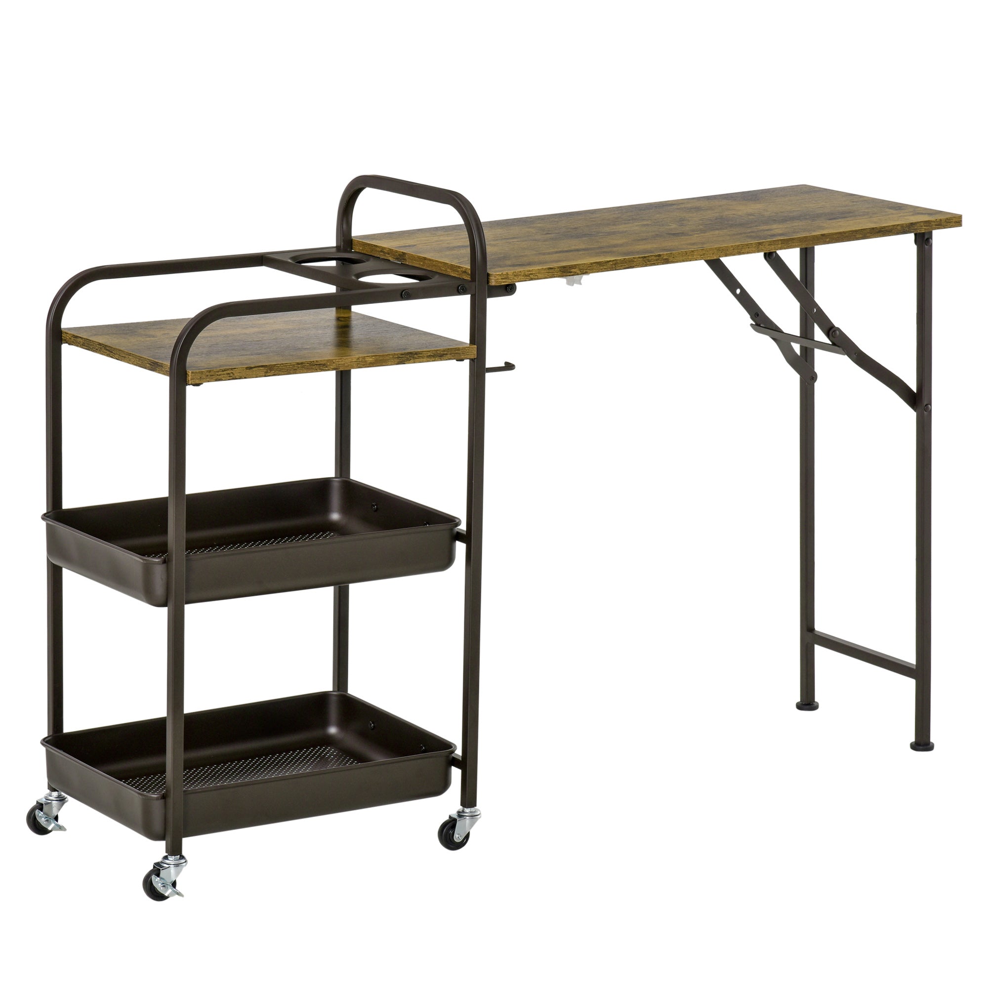 Logidon keukentrolley bruin hout 118x36,5x82 cm met klaptafel