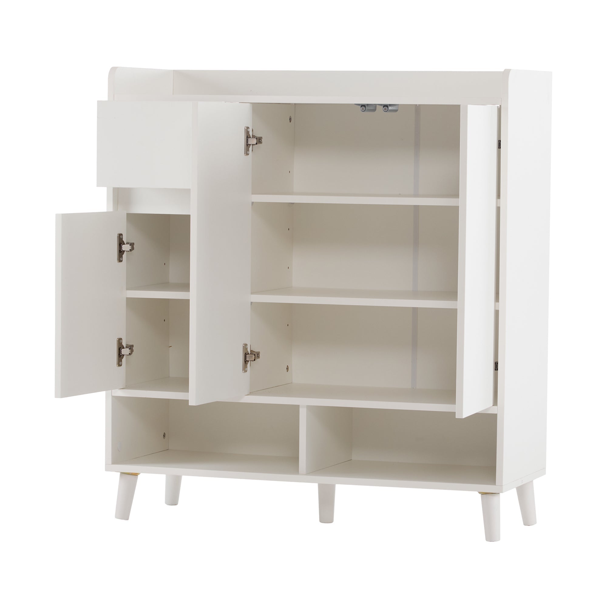 Logidon White Shoe Cabinet Chest of Drawers Adjustable Shelves 90x99x35 cm