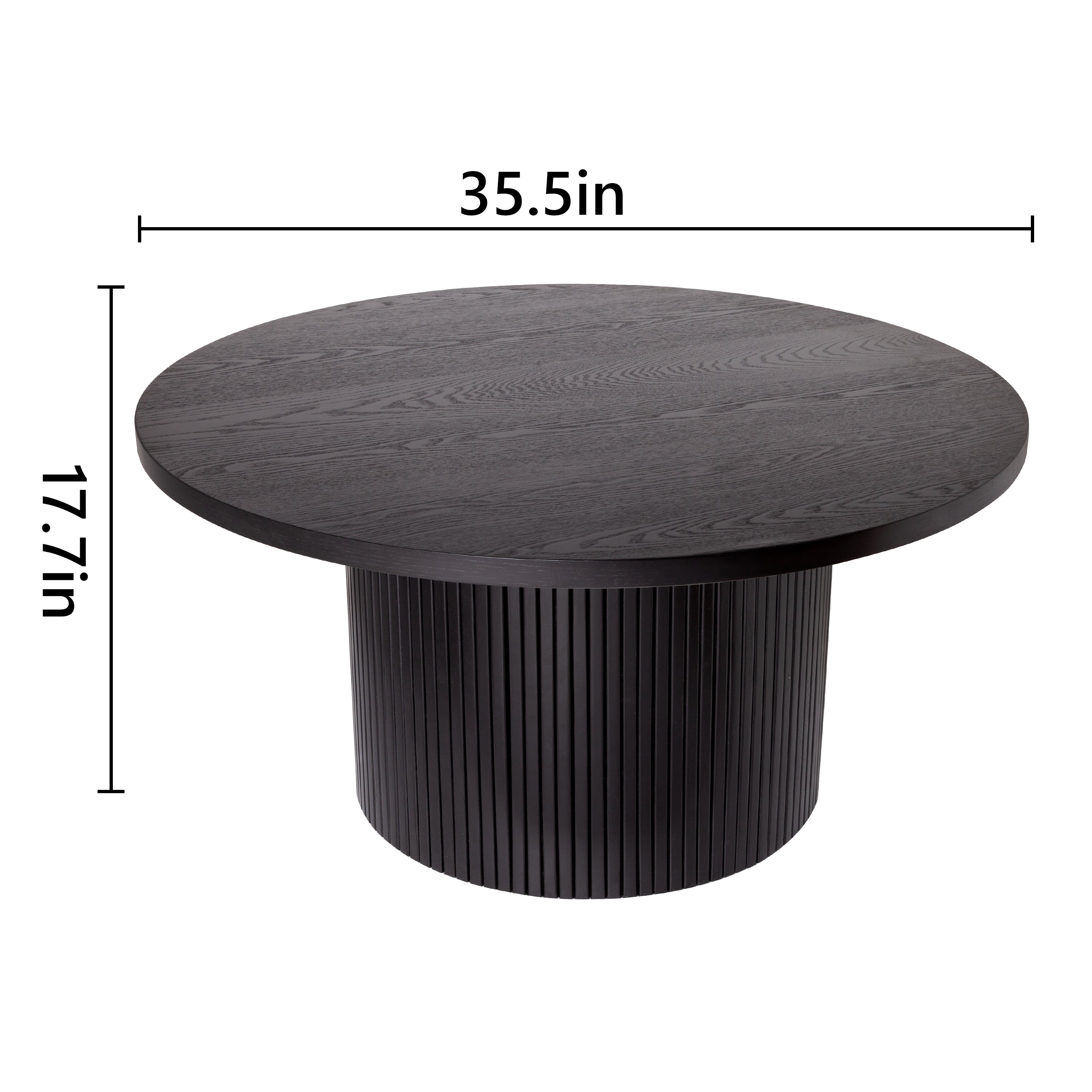 Logidon Ronde massief houten salontafel Zwart 90x90 cm Eiken MDF
