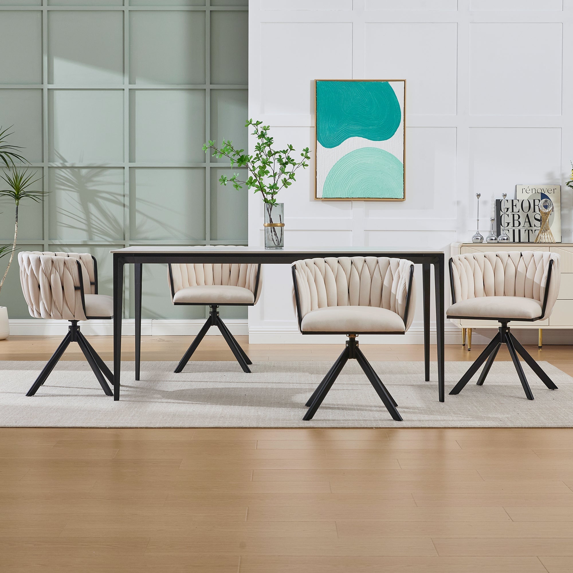 Logidon velours fauteuils met 180 graden draaifunctie, set van 2 Ivoor