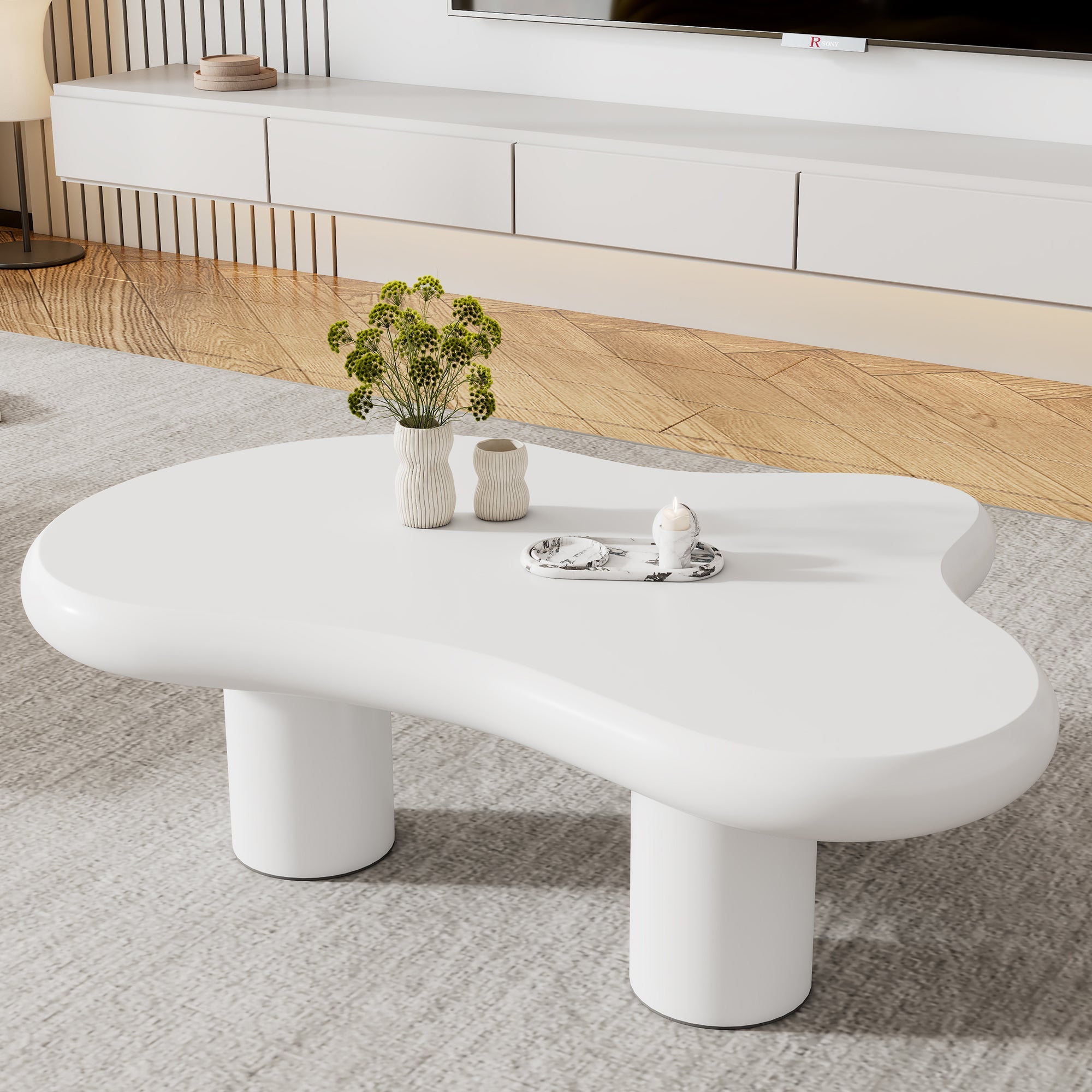 Logidon wolkvormige salontafel wit 97x67x32 cm MDF gelakt oppervlak