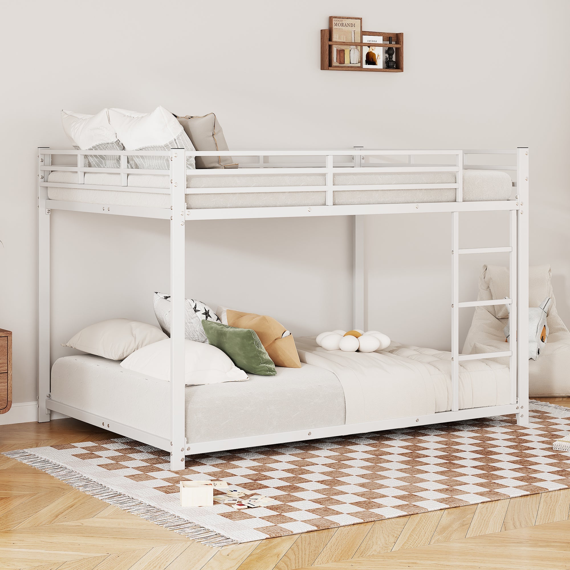 Logidon Bunk Bed 140x200 Metal White Safety Railing