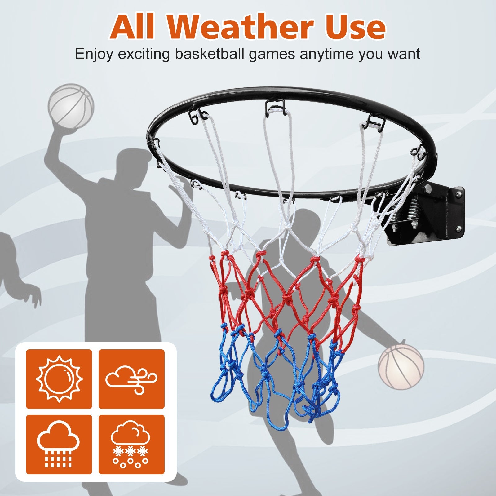 Logidon Basketbalring 18" Double Spring Mesh Zwart