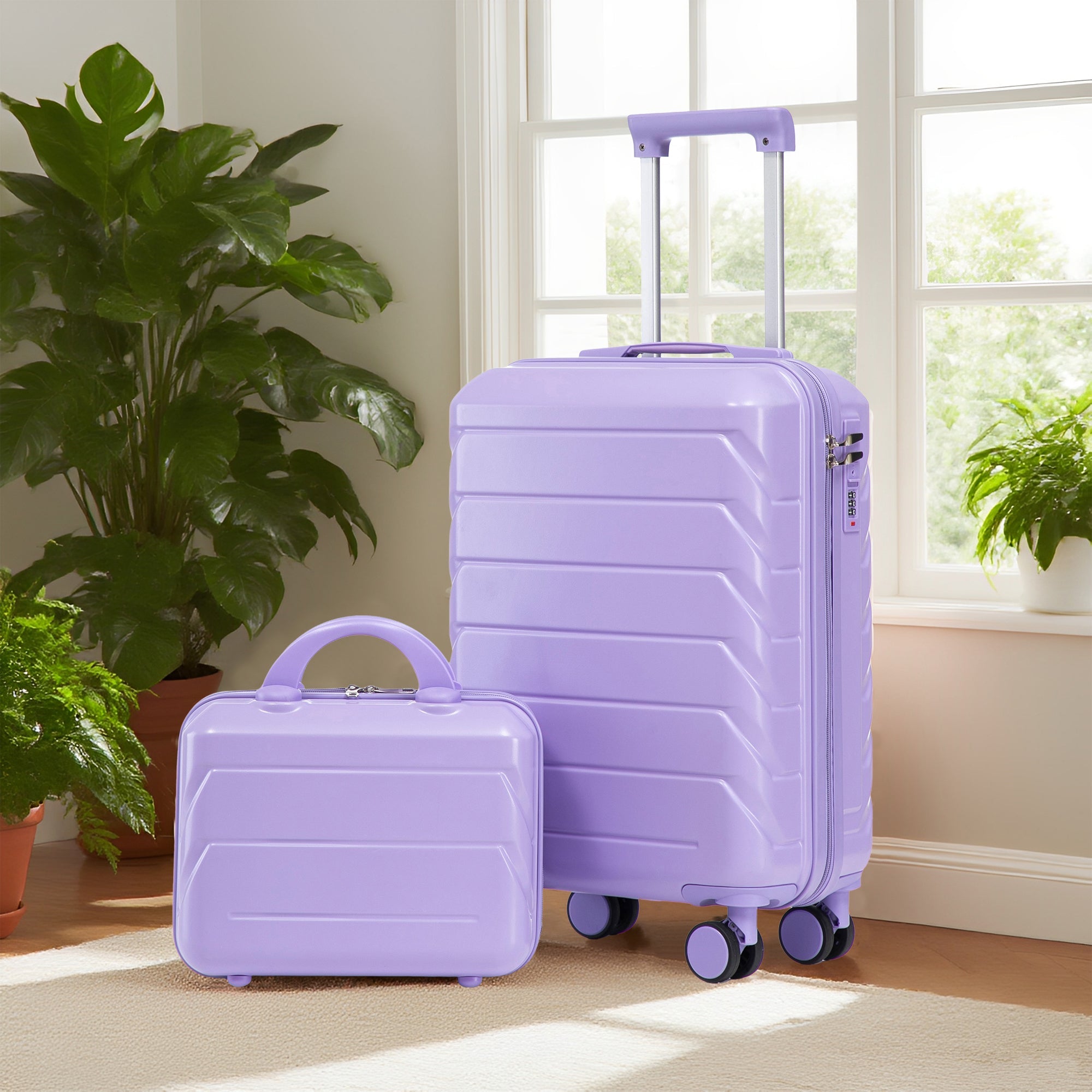 Logidon 2-delige ABS kofferset 19/14 inch spinner blauw paars