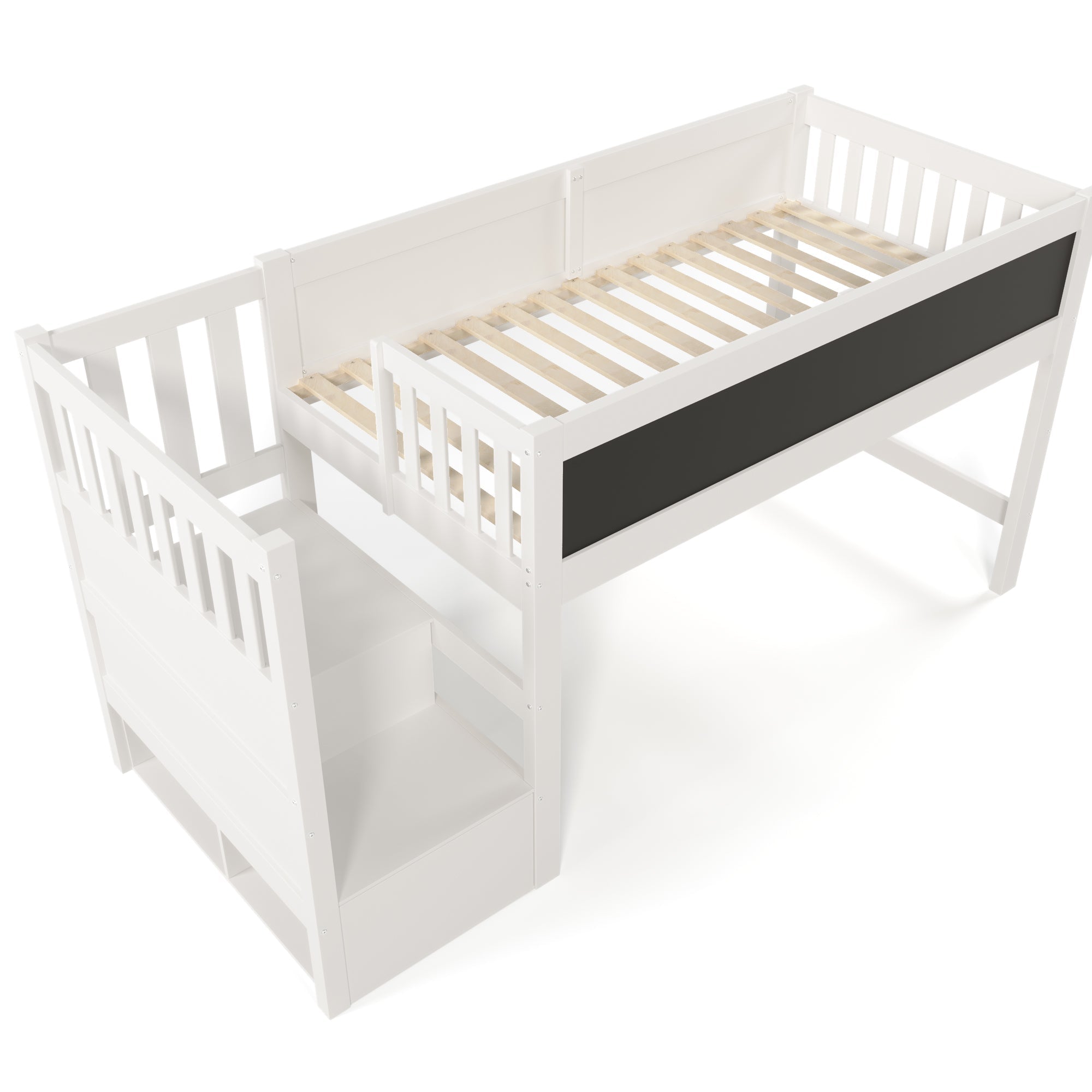 Logidon hoogslaper 90x200 kinderbed met whiteboard wit