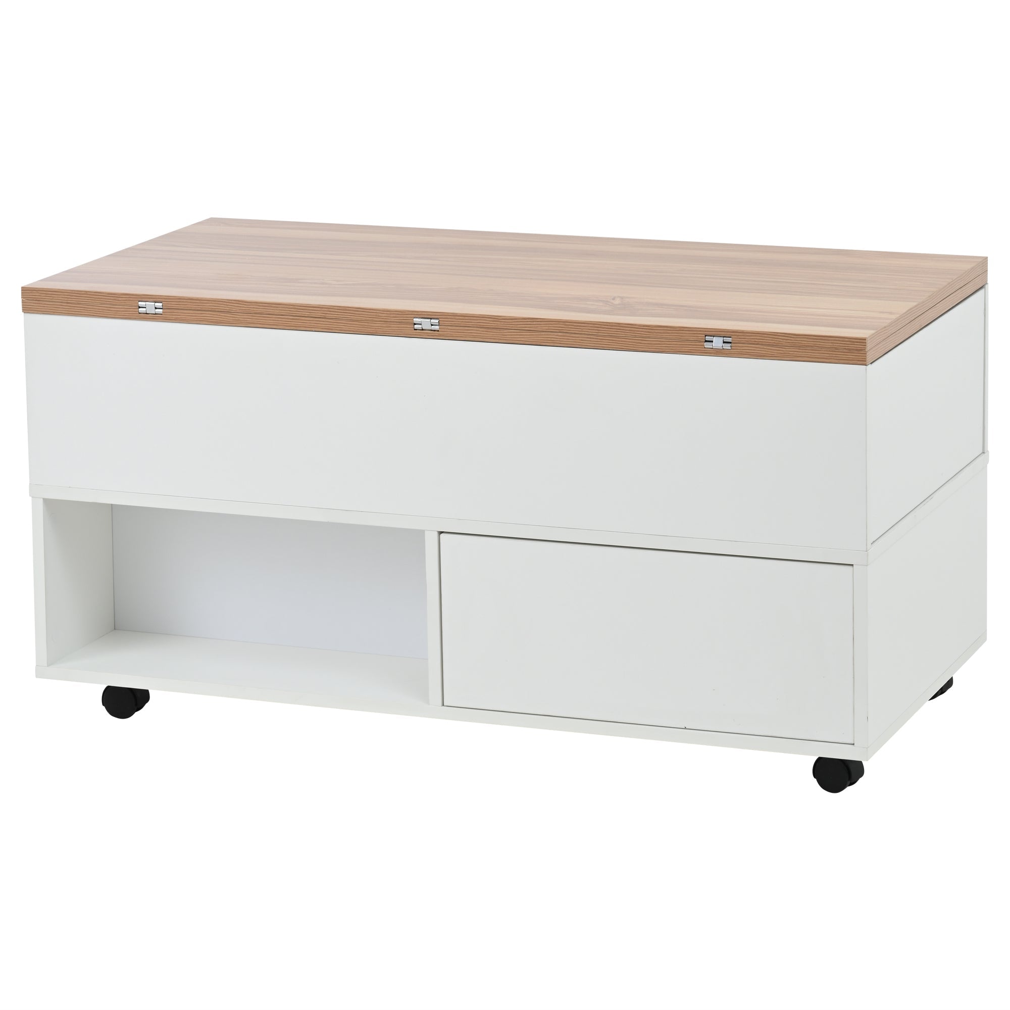 Logidon salontafel Lift Top 100x50 wit houtlook met 4 lades