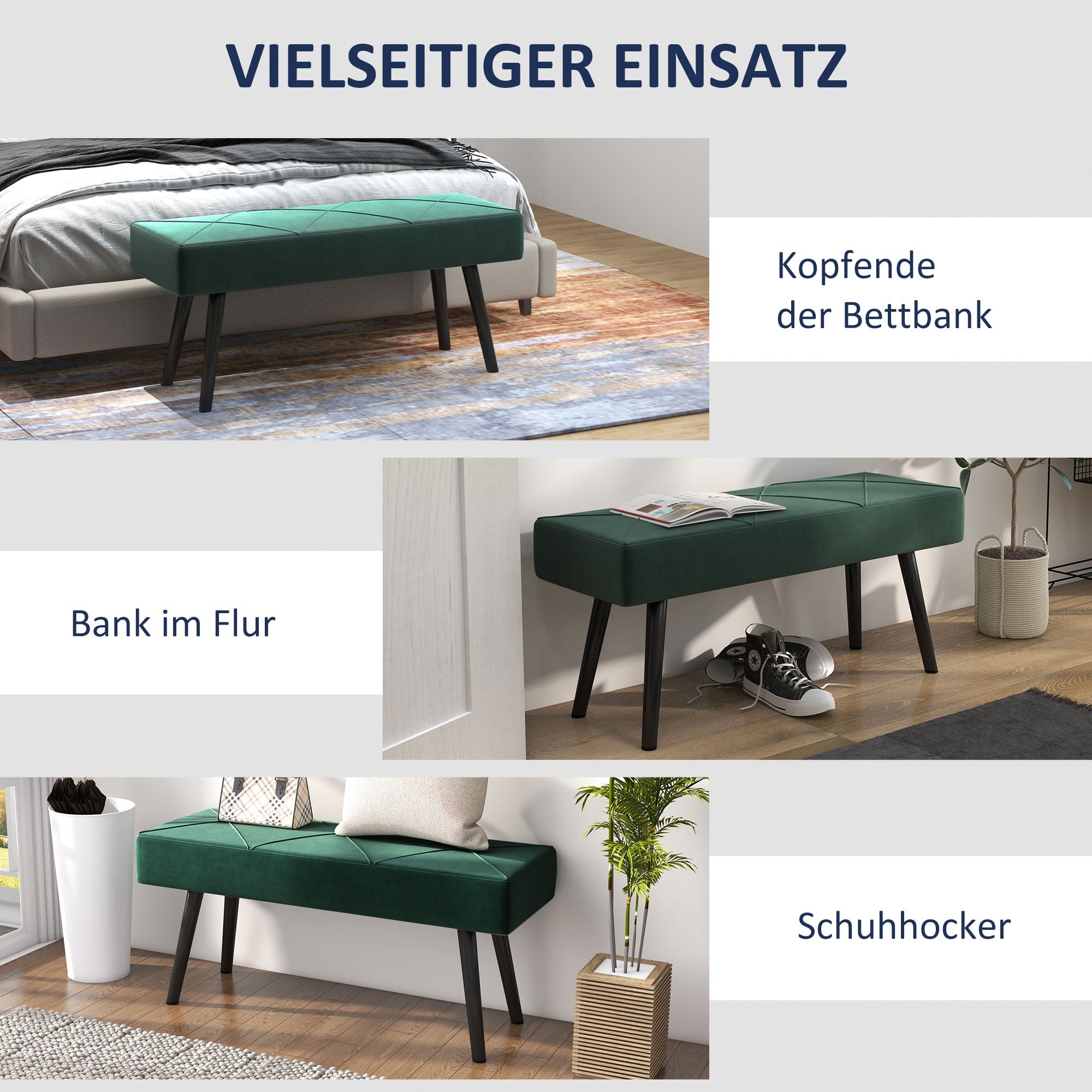 Logidon gestoffeerde bank fluweellook groen 100x36x45 cm tot 120 kg