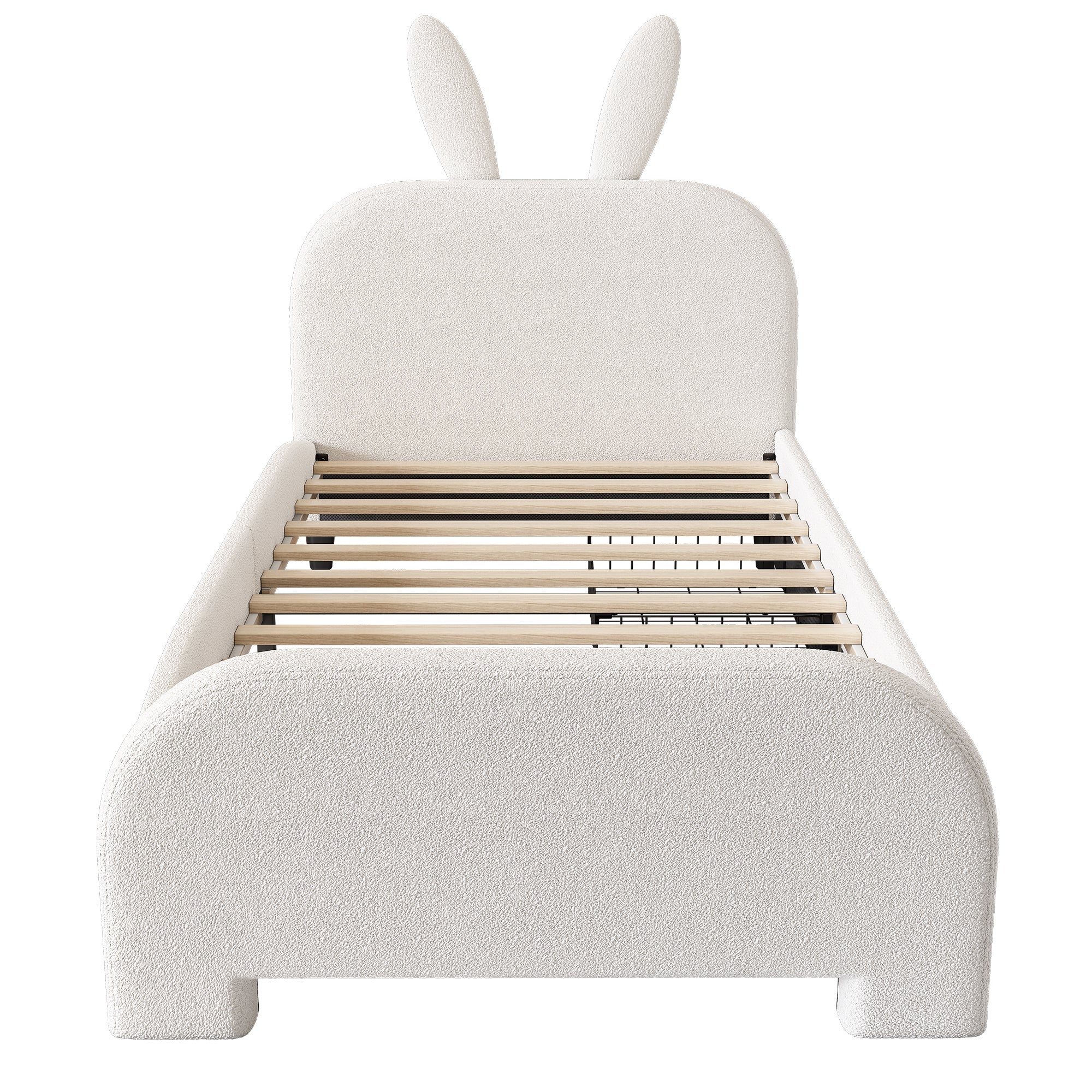 Logidon Flat Bed 90x200 cm Rabbit Shape White With 2 Drawers