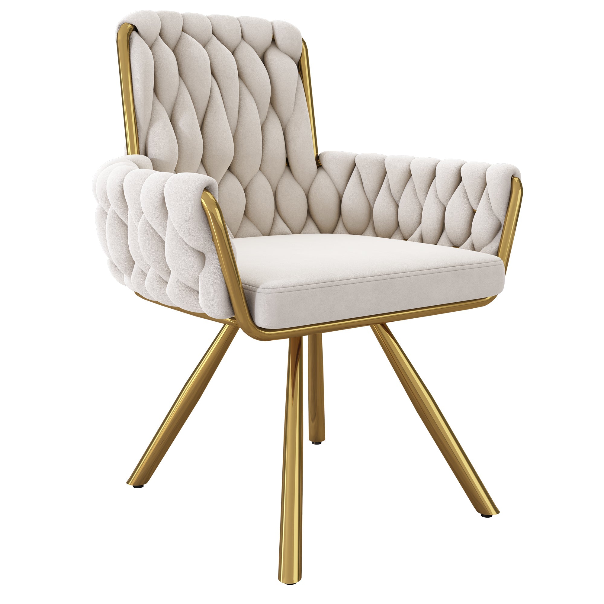 Logidon Velvet Dining Room Chairs Beige Set of 4 Luxurious Swivel Chairs