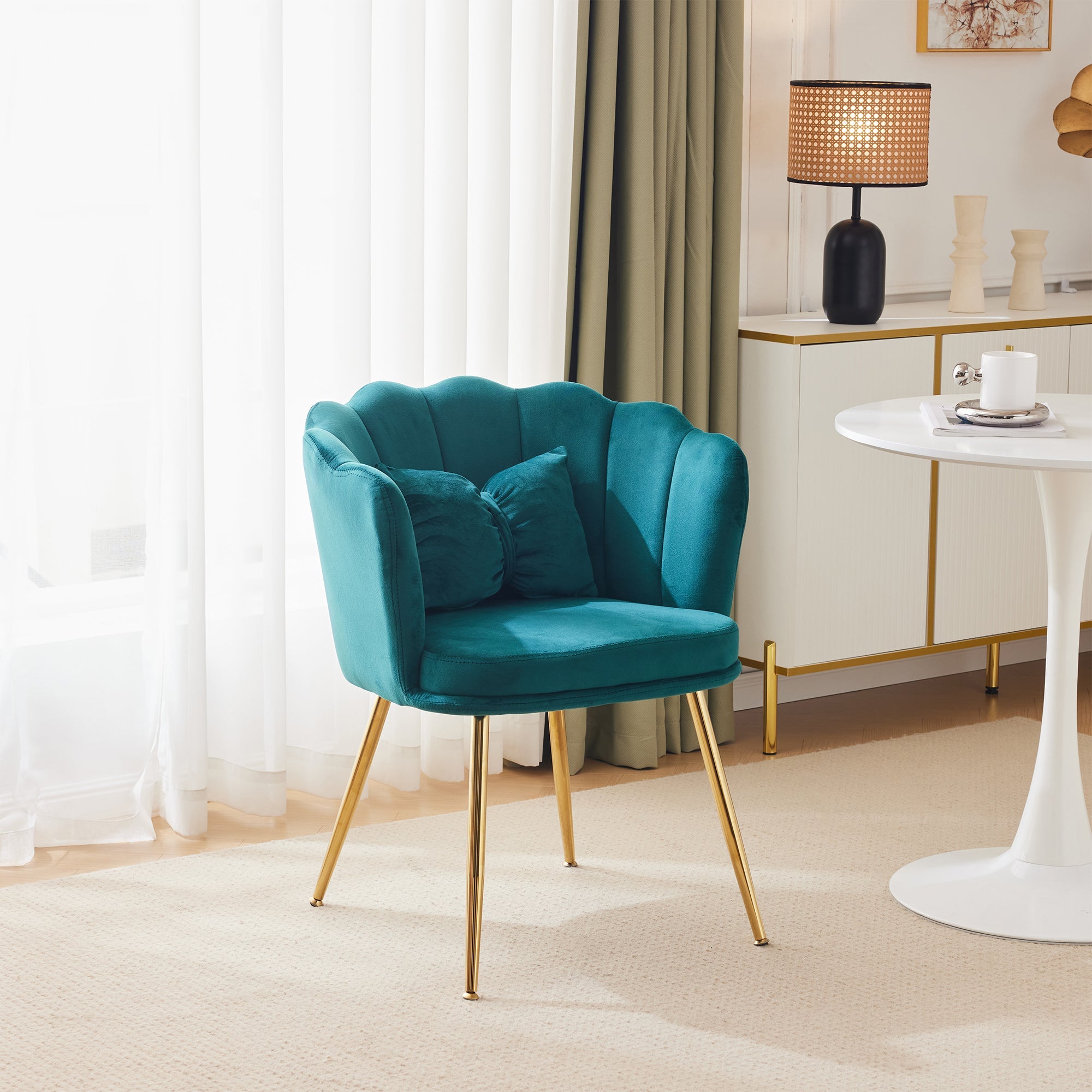 Logidon Modern Velvet Armchair Green With Gold Legs